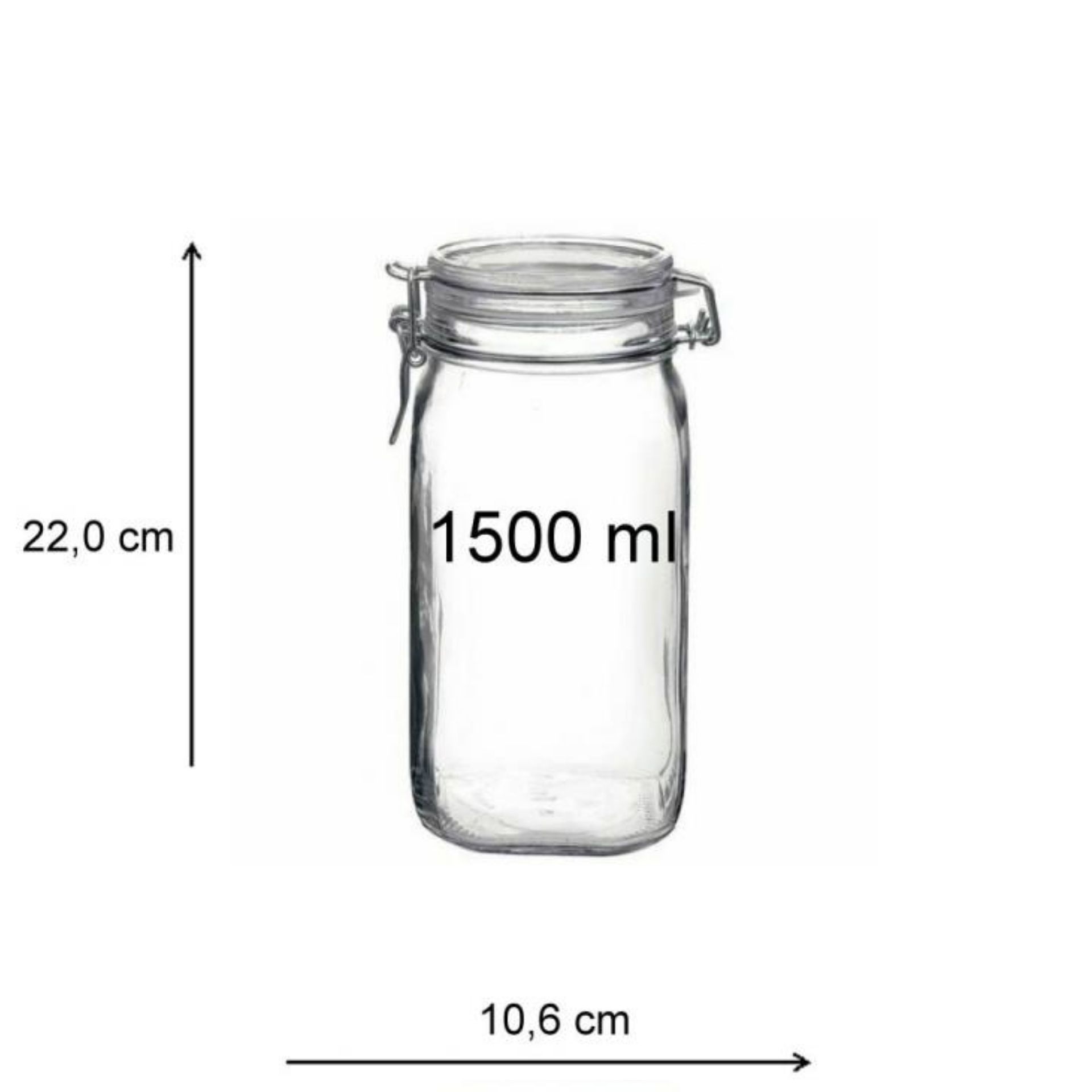 Bormioli Bügelverschlussglas 1500 ml eckig mit Drahtbügel – Hochwertiges Glasbehälter für Lebensmittelaufbewahrung, luftdicht verschließbar, langlebig und vielseitig einsetzbar.