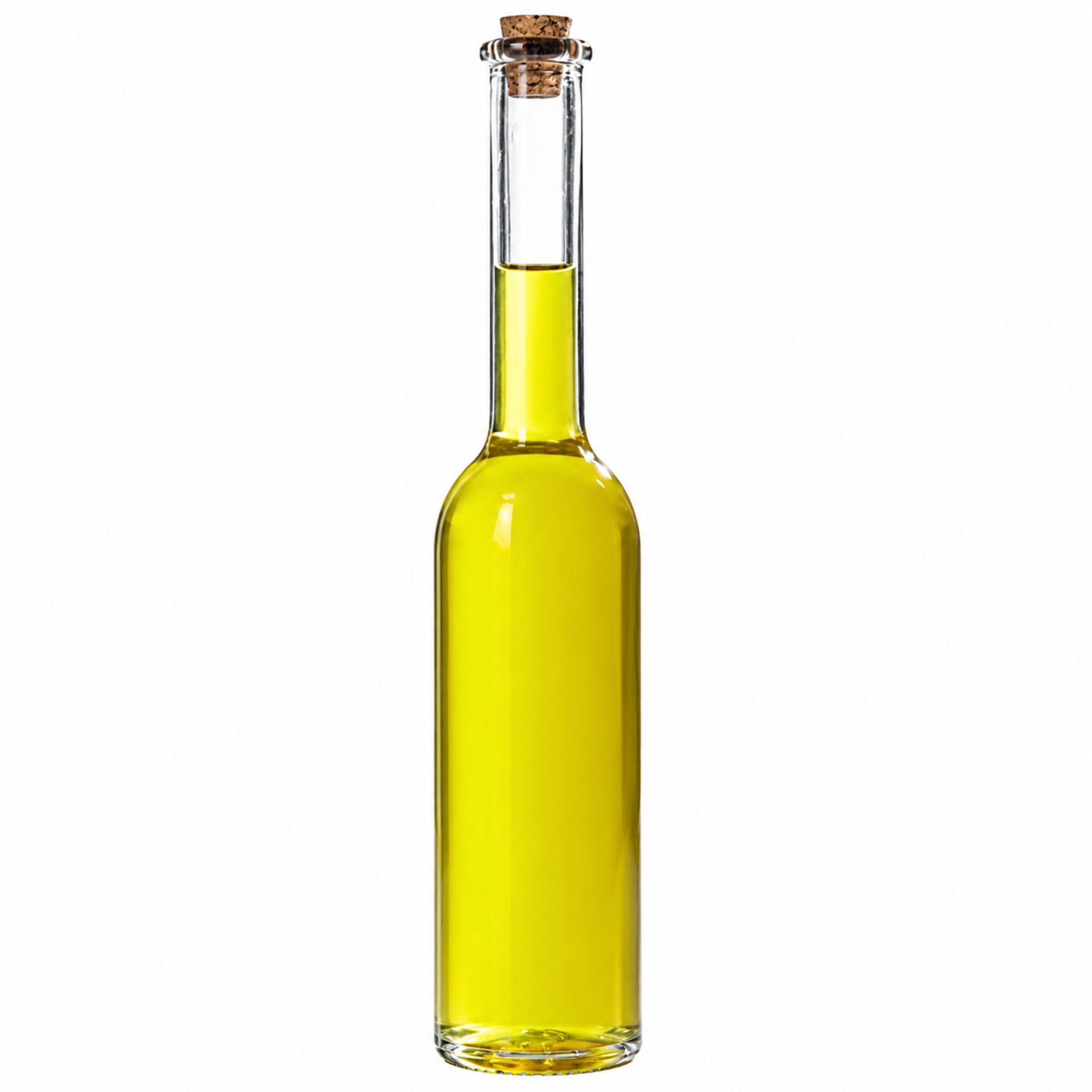 Langhals-Glasflasche 100 ml mit Korken, stilvolles Design für handgemachte Liköre und Öle, ideal für kreative Geschenkideen und nachhaltige Aufbewahrung.