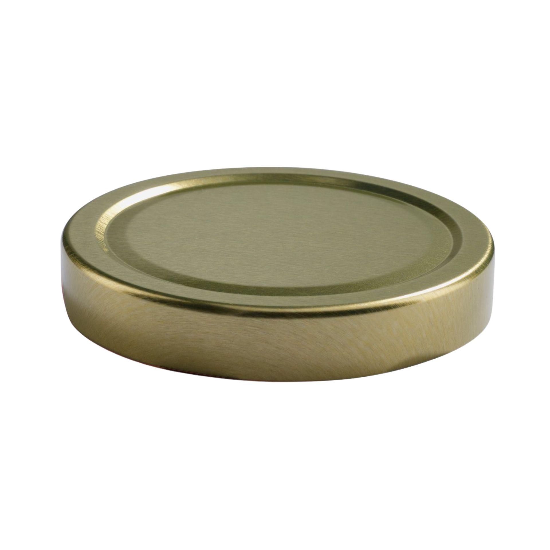 720-ml-Einmachglas aus klarem Glas mit goldfarbenem Schraubdeckel, stehend auf weißem Hintergrund.