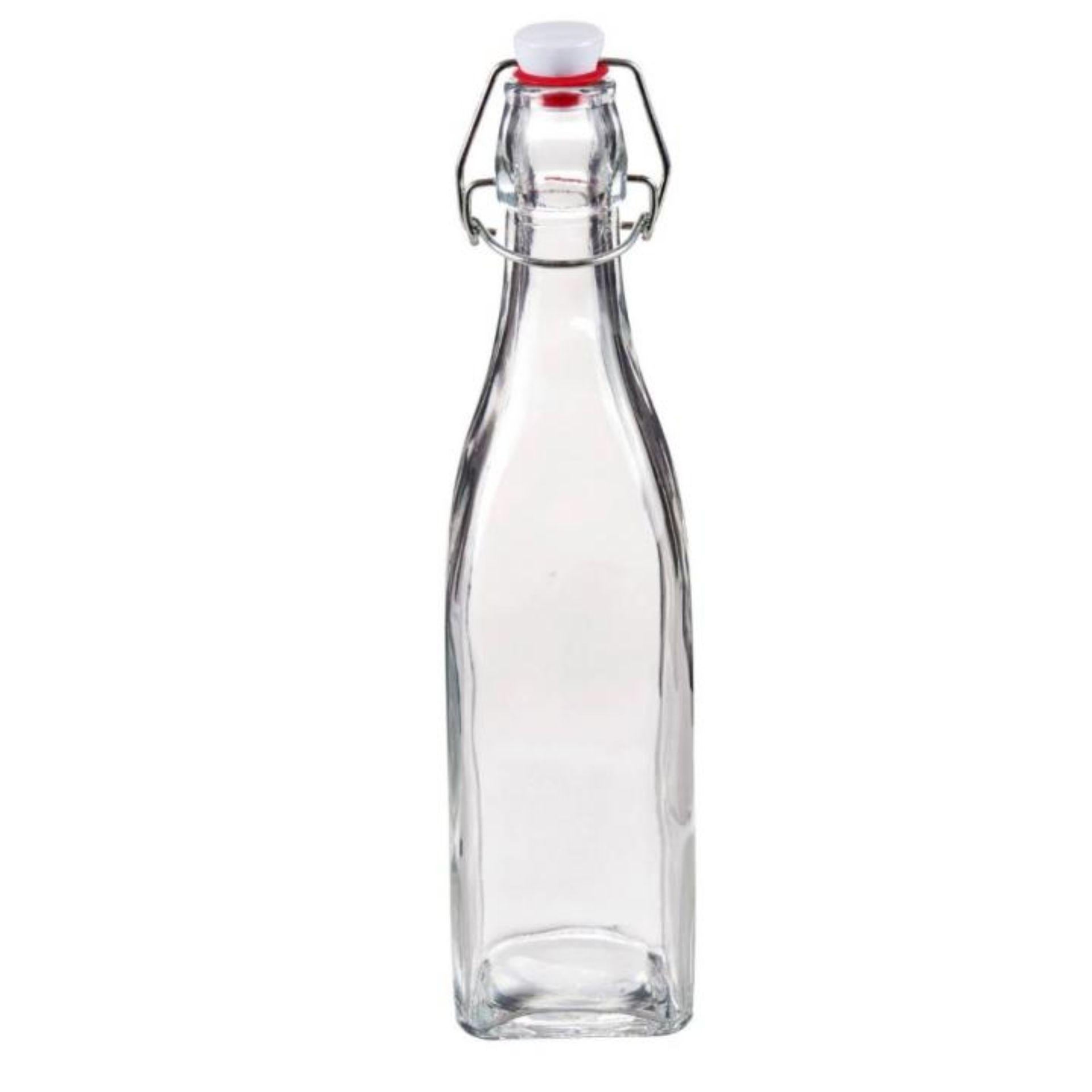Bormioli Glasflasche 500 ml, viereckig, mit Bügelverschluss - ideales Design für stilvolle Aufbewahrung von Getränken, Lebensmittel oder Dekorationen. Hochwertige Verarbeitung und langlebige Nutzung. Perfekt für Küche und Haushalt.