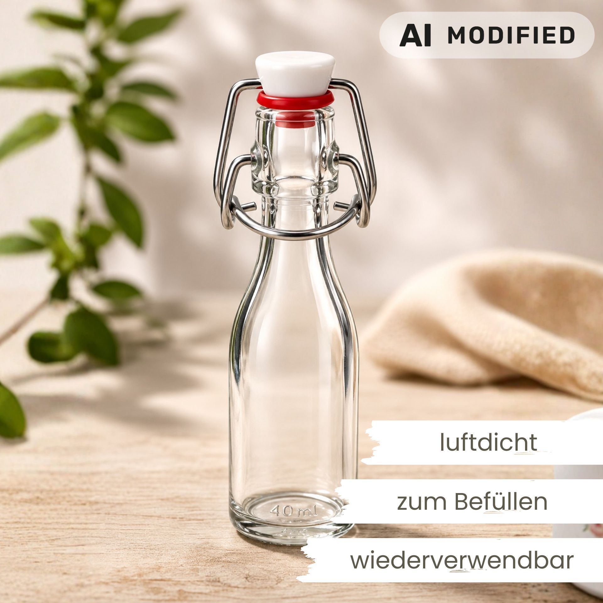 Glasflasche   40 ml mit Bügelverschluss