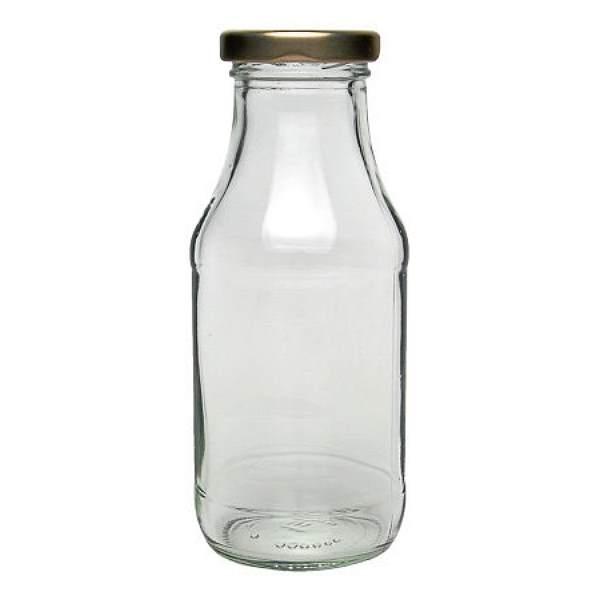 Glasflasche 263 ml mit Twist-Off Deckel Saftflasche Milchflasche 