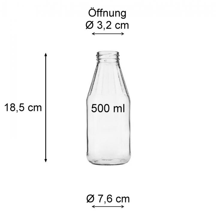 Milchflasche 500 ml Klarglas mit Facetten Optik