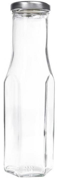 Glasflasche  256 ml sechseckig