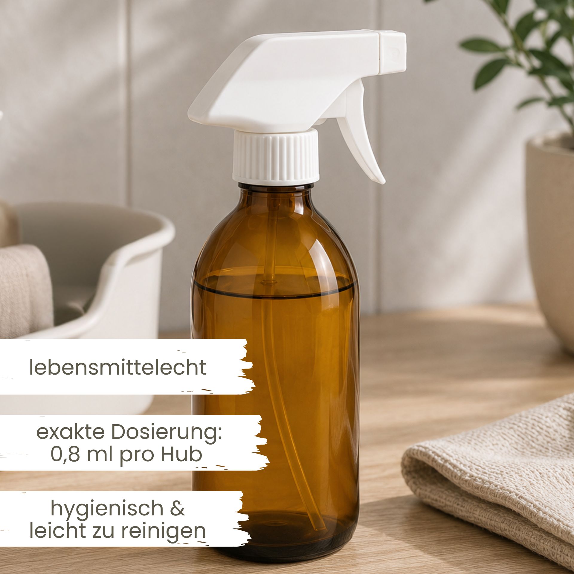 Sprühflasche  250 ml Glas braun mit Trigger