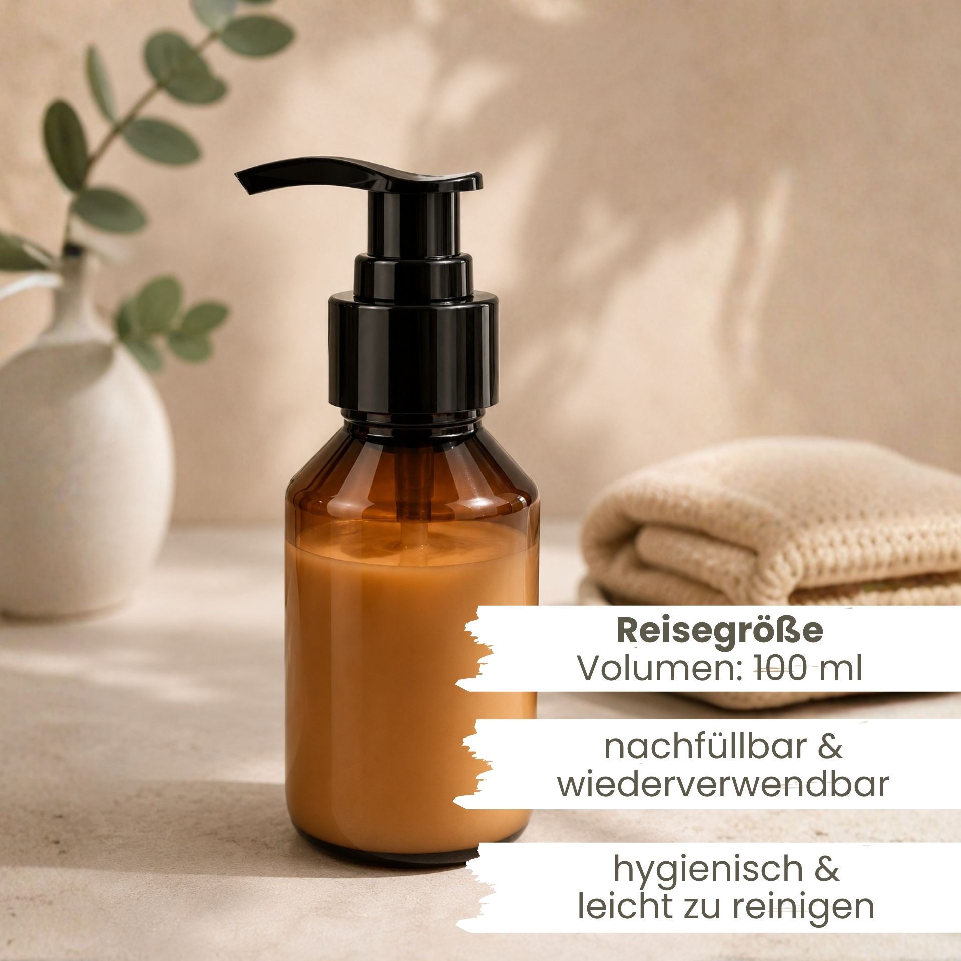 Seifenspender    100 ml braun Lotionspender PET Kunststoff