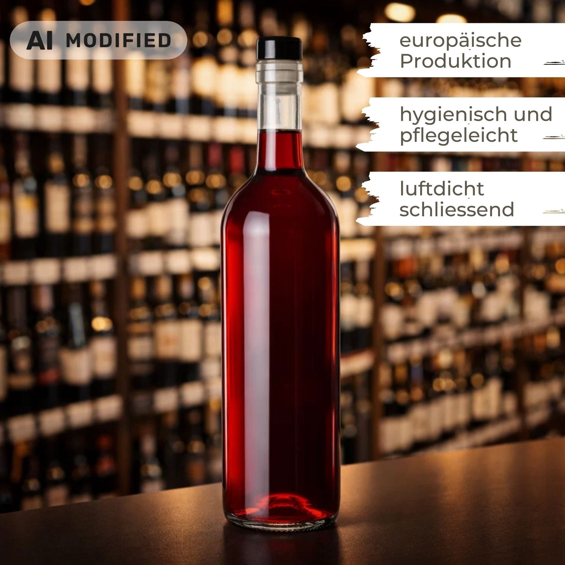 Weinflaschen Set 6x750 ml mit Korken Schwarz