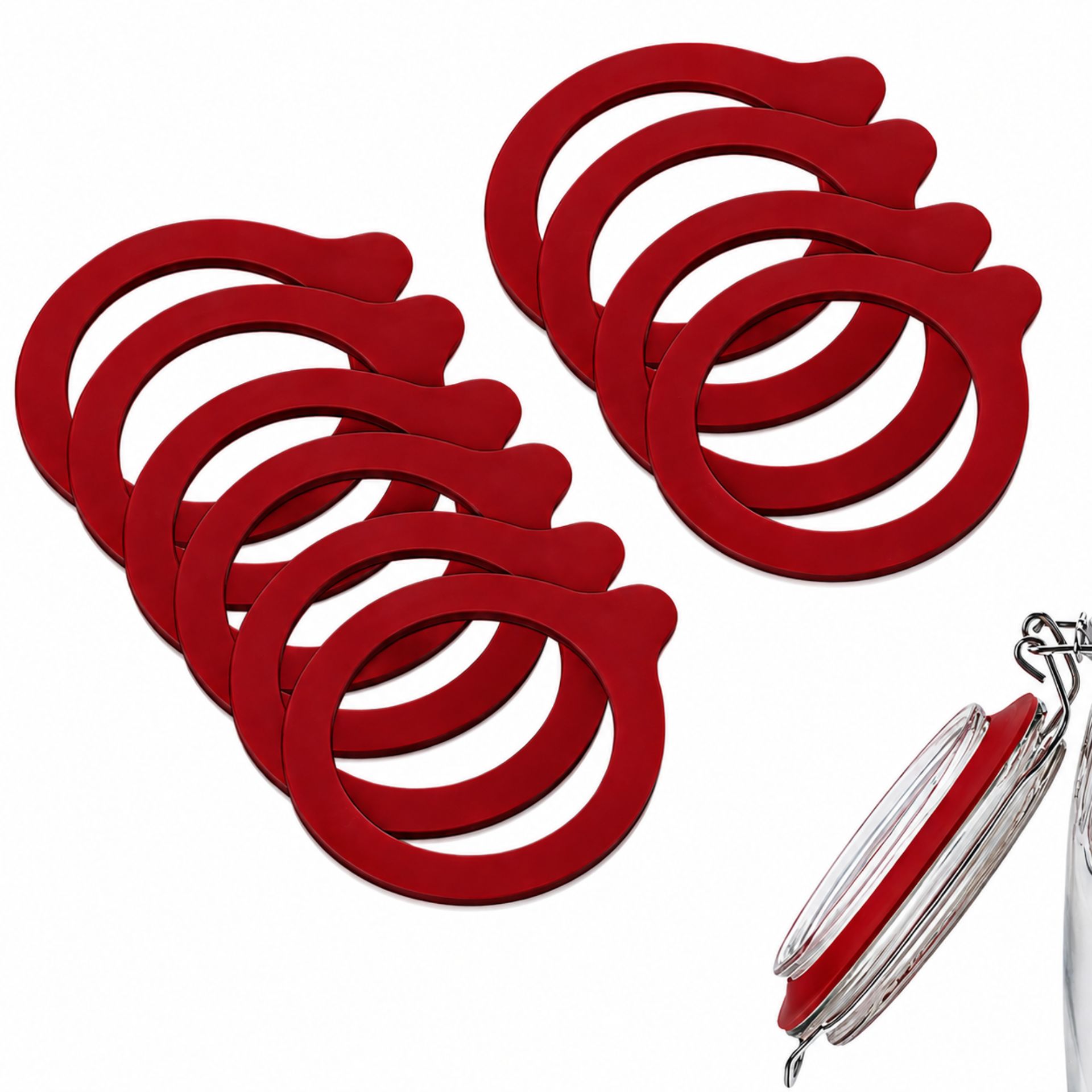 10 Einkochringe 65x90 mm für Bügelgläser rot