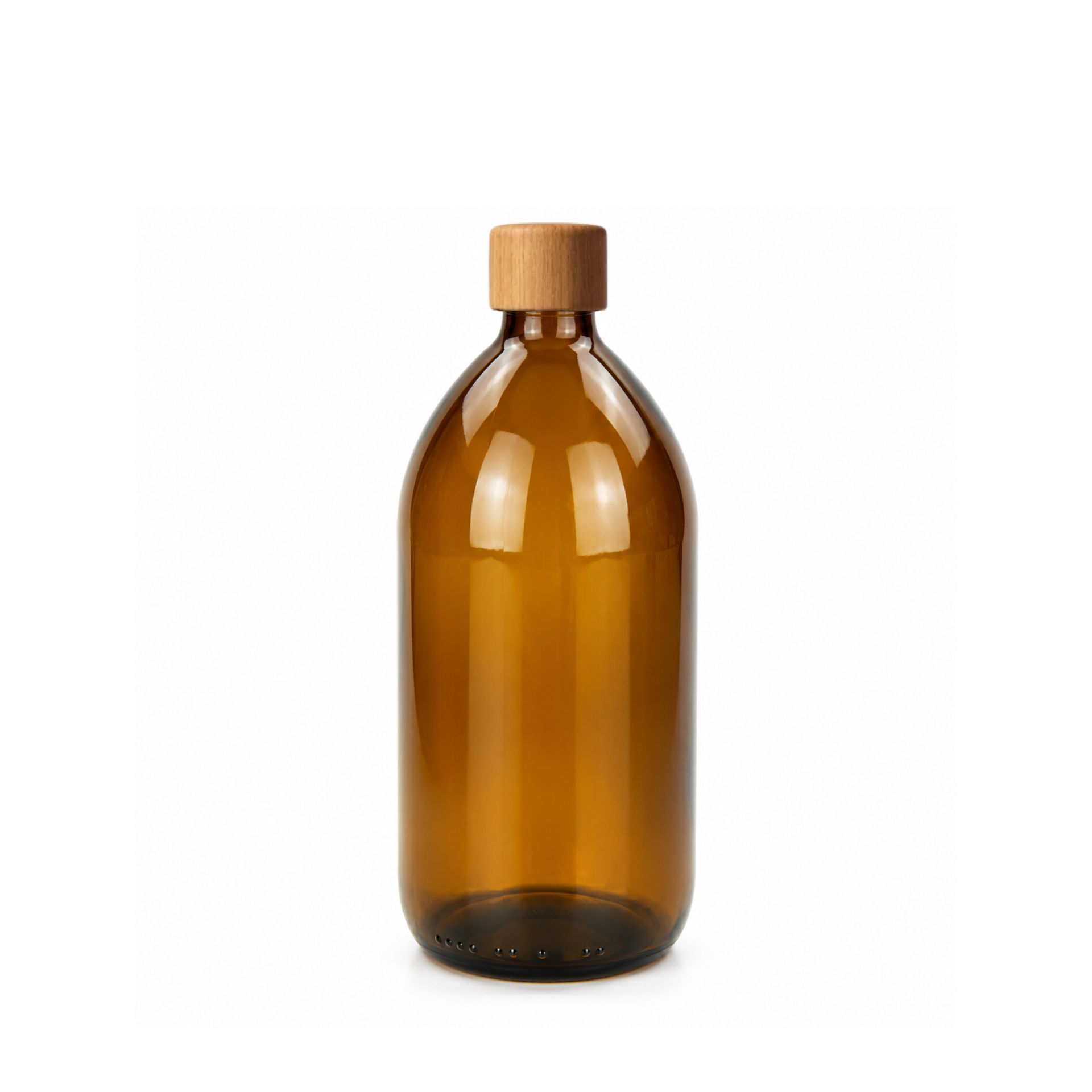 Glasflasche 1000 ml Laborflasche braun mit Schraubverschluss Aluminium mit Holzmantel