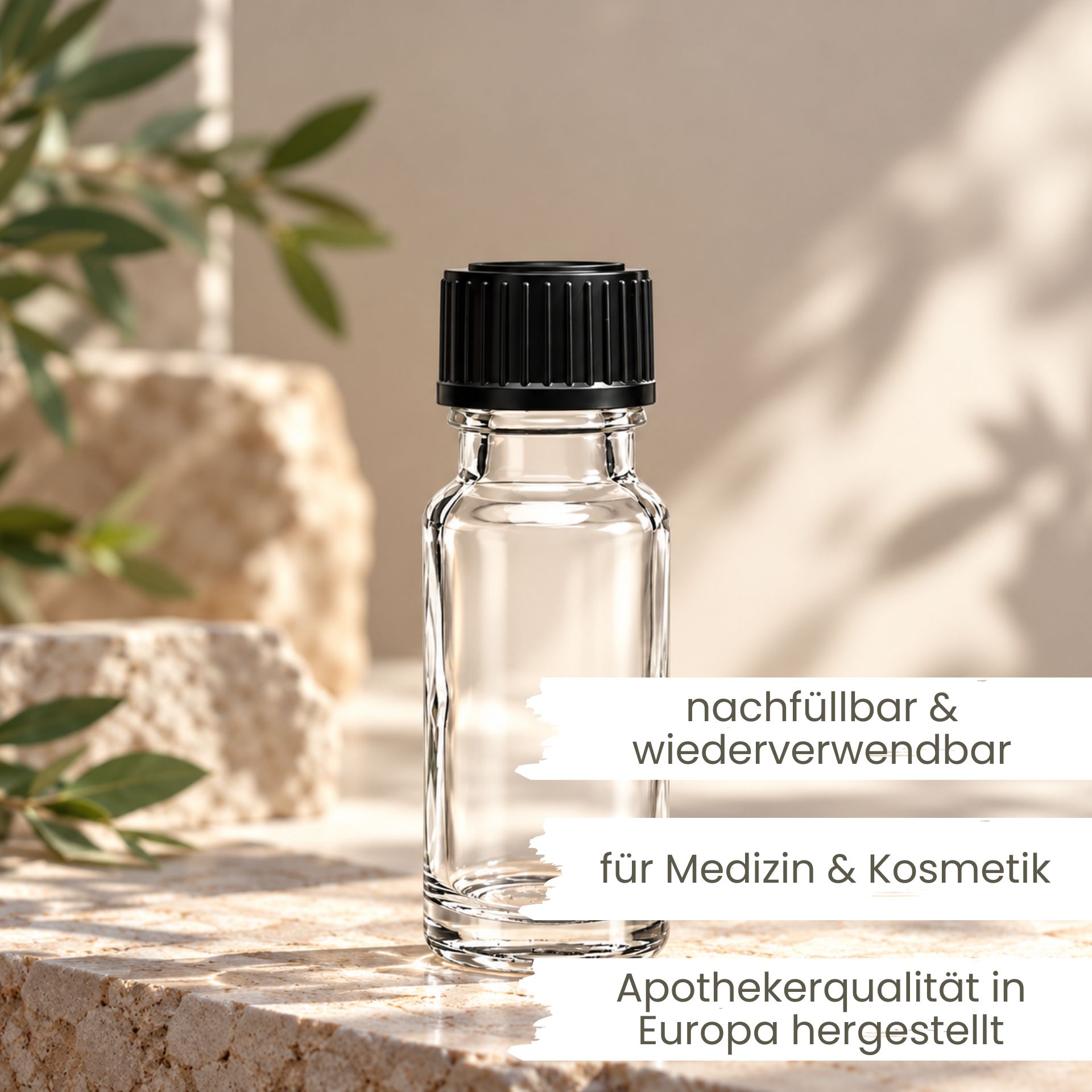 Apothekerflasche   10 ml  klar mit Schraubverschluss