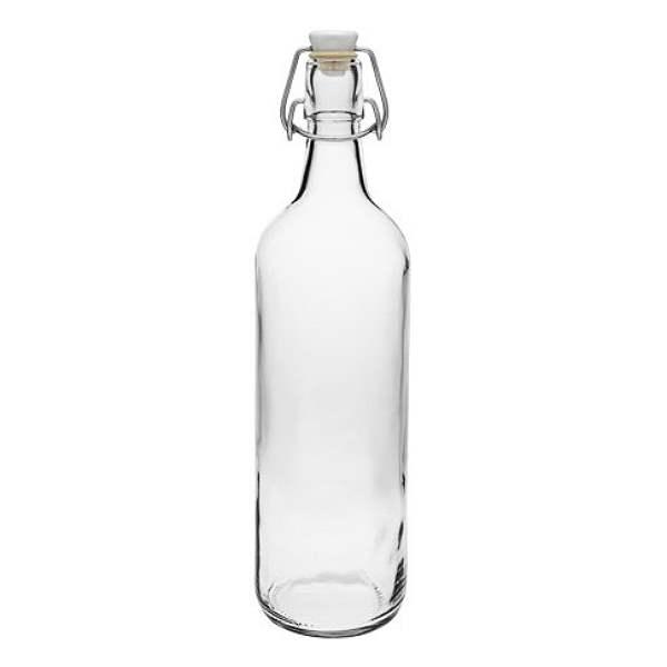Glasflasche 1 Liter mit Bügelverschluss Porzellan 