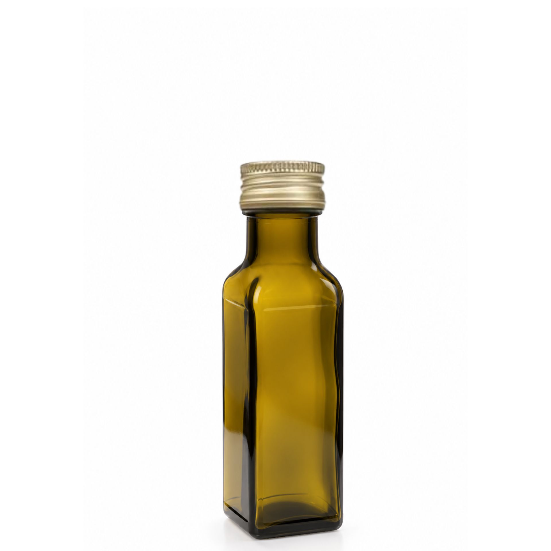 Viereckige braune Glasflasche 100 ml mit goldenem oder silbernem Deckel - Hochwertige Flasche für Flüssigkeiten, ideal für Kosmetik oder Aromatherapie.