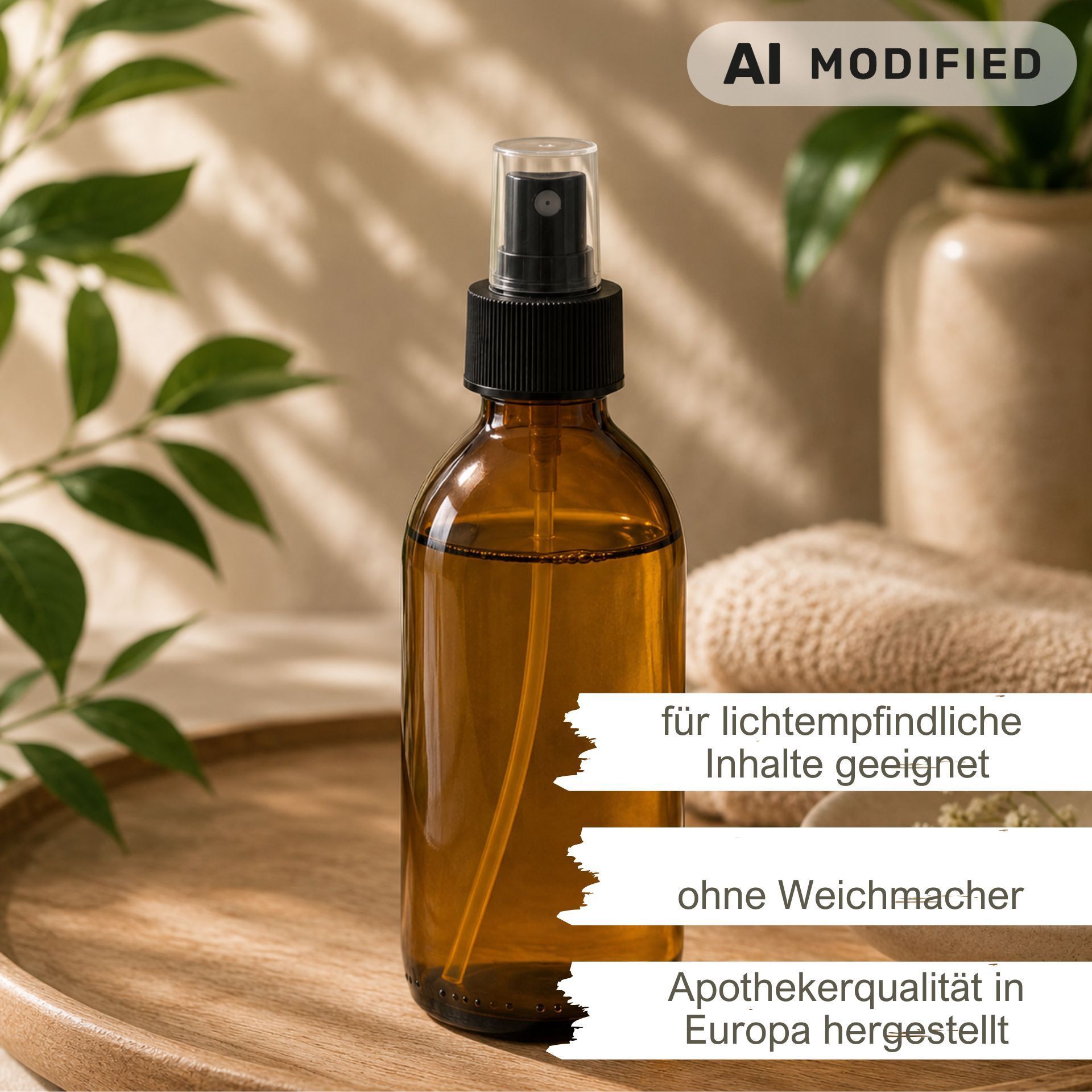 Sprühflasche  200 ml Glas braun mit Zerstäuber