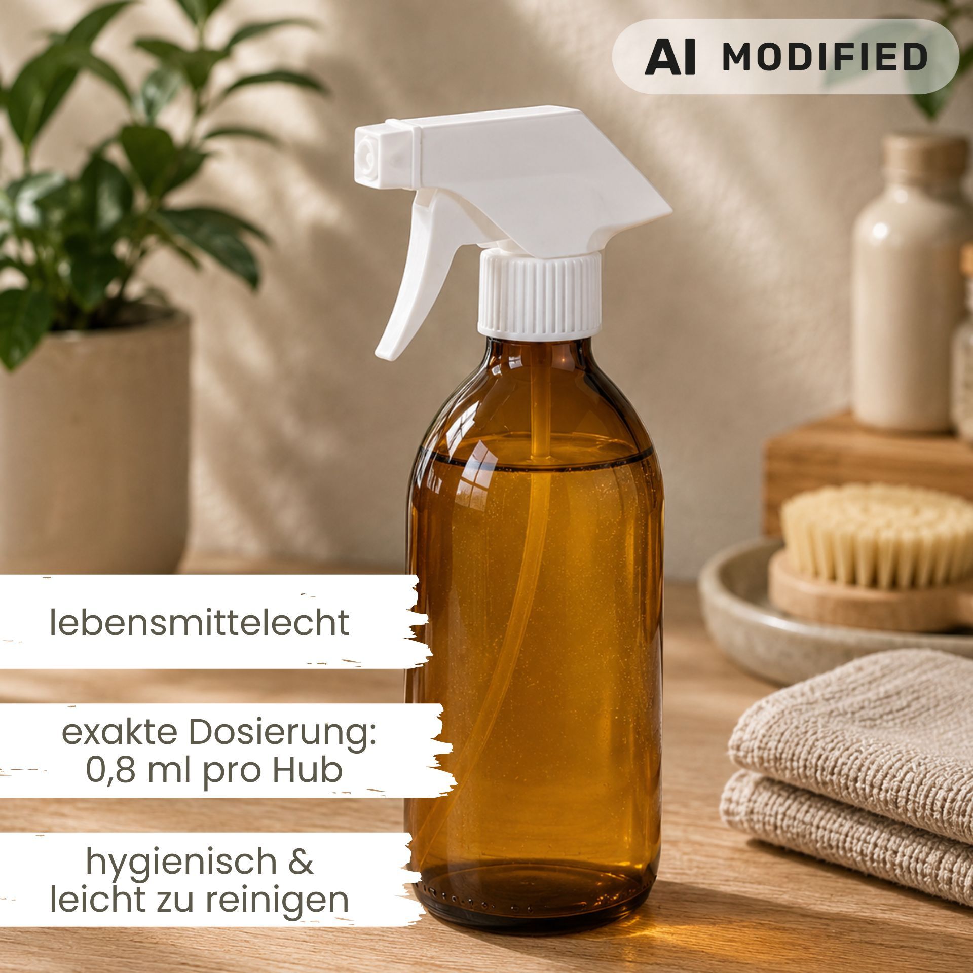 Sprühflasche  200 ml Glas braun mit Trigger