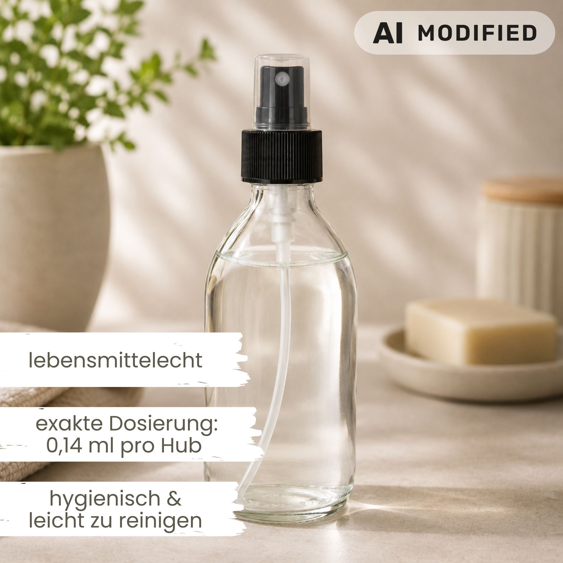 Sprühflasche  250 ml Glas mit Fingerzerstäuber