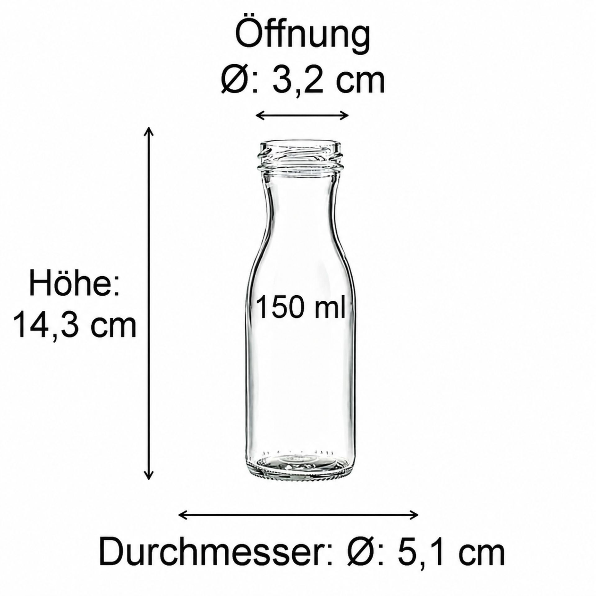Maßzeichnung einer 207 ml Glasflasche zur technischen Darstellung von Abmessungen und Details für Hersteller und Verpackungsdesigner.