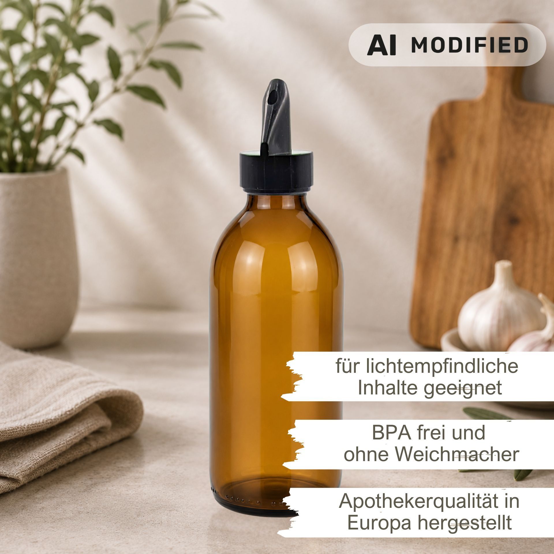 Apothekerflasche  200 ml Glas Kunststoff-Ausgießer