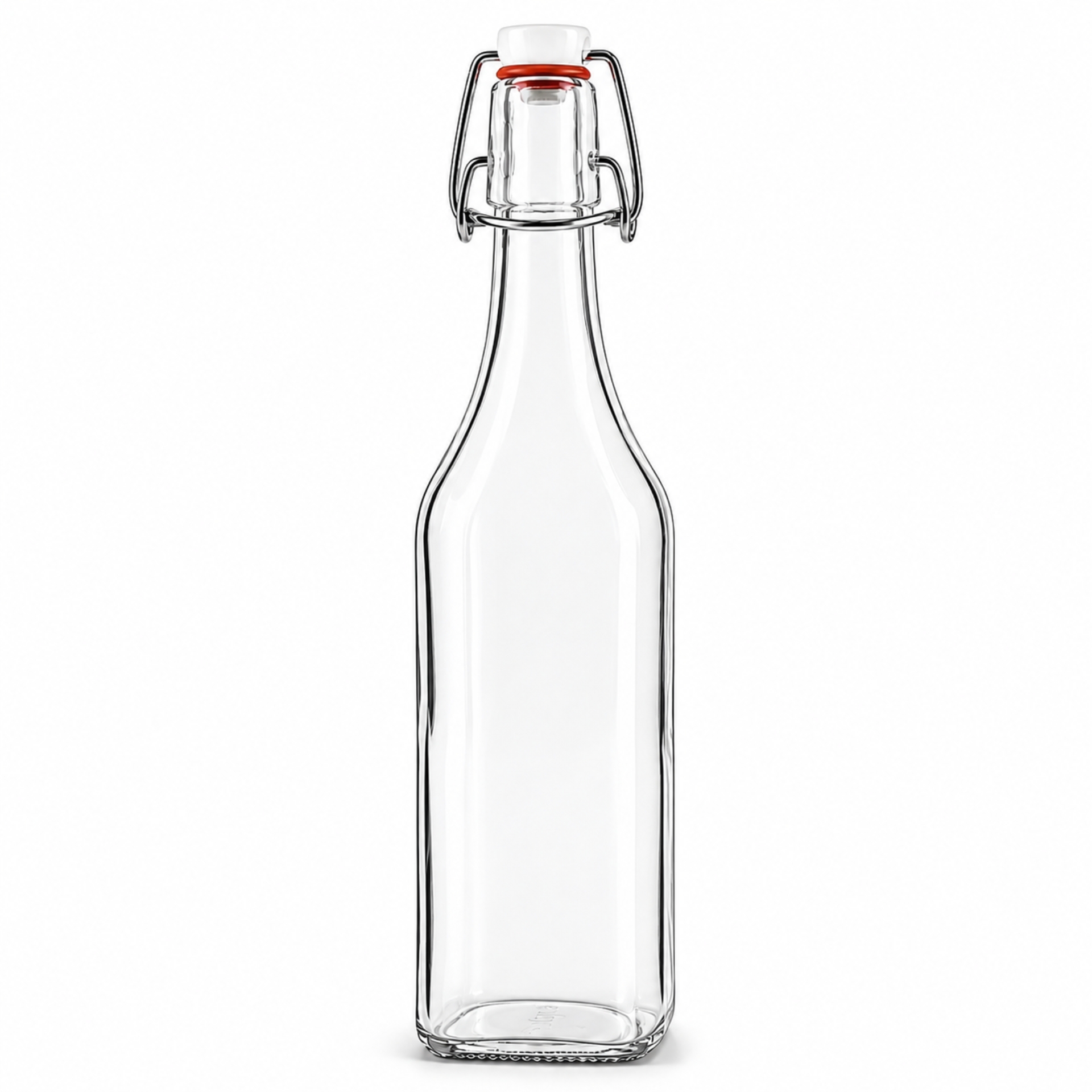 Glasflasche 500 ml eckig mit Bügelverschluss Kunststoff