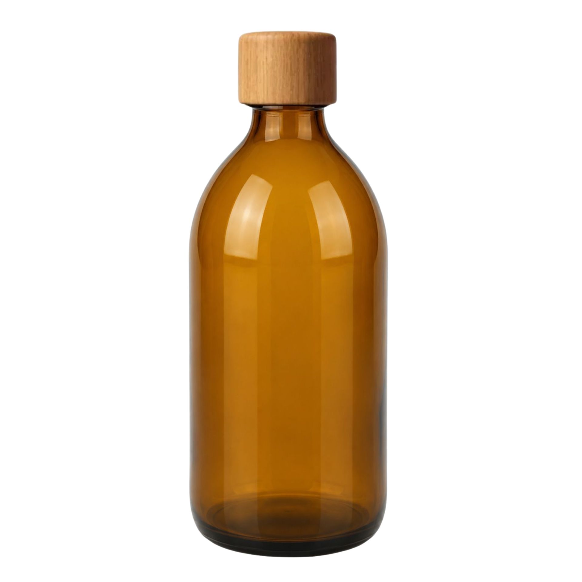 Glasflasche 500 ml braun mit Holzdeckel