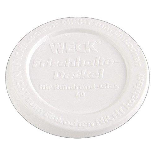 Weck Frischhaltedeckel 60 mm aus Kunststoff – Original Ersatzdeckel für Weck Gläser Weck Frischhalte-Deckel 60 mm - Hochwertiger Kunststoffdeckel für luftdichte Aufbewahrung; Ideal für Weckgläser; Transparent mit rotem Logo.