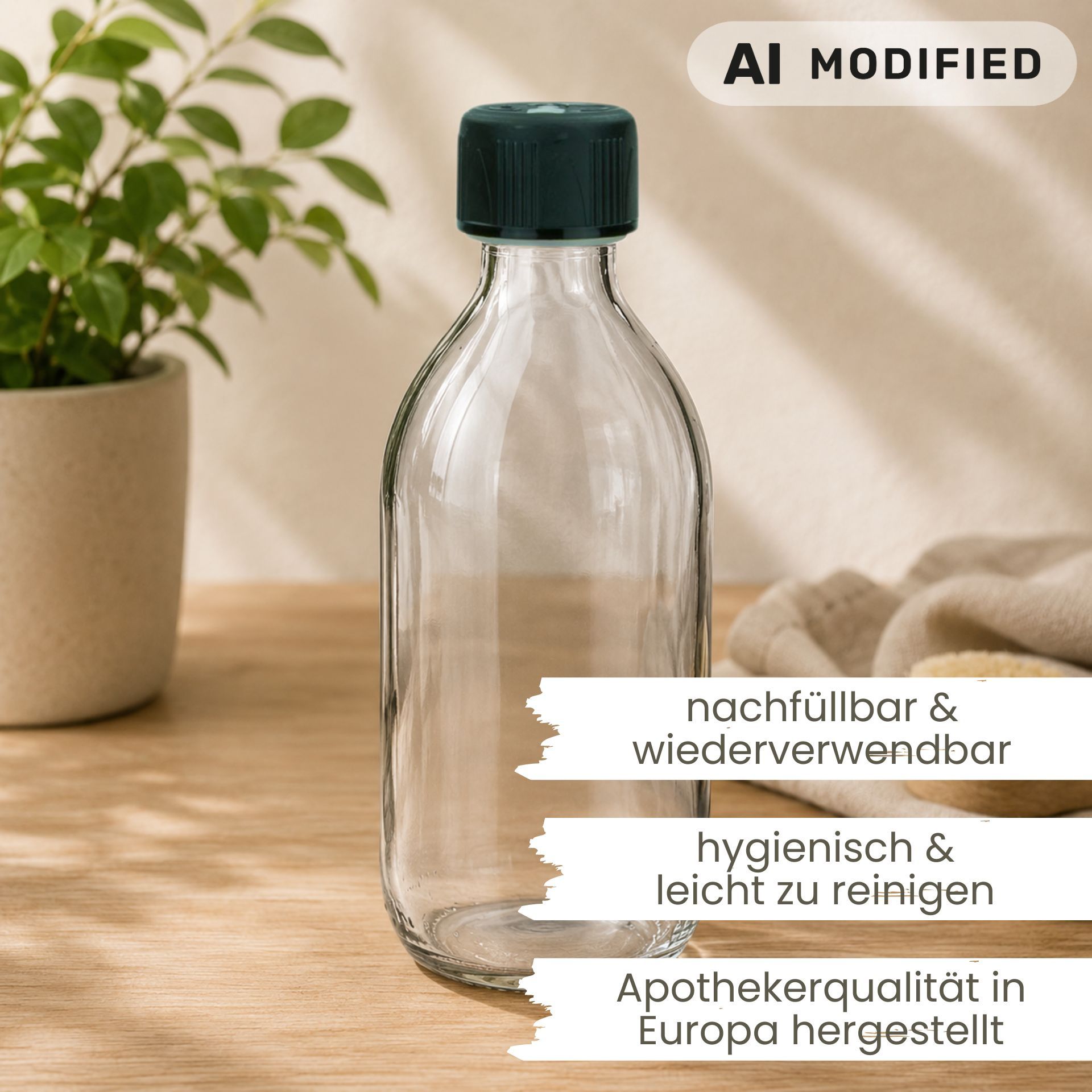 Sirupflasche 250 ml Glas Schraubdeckel (Kindersicherung)