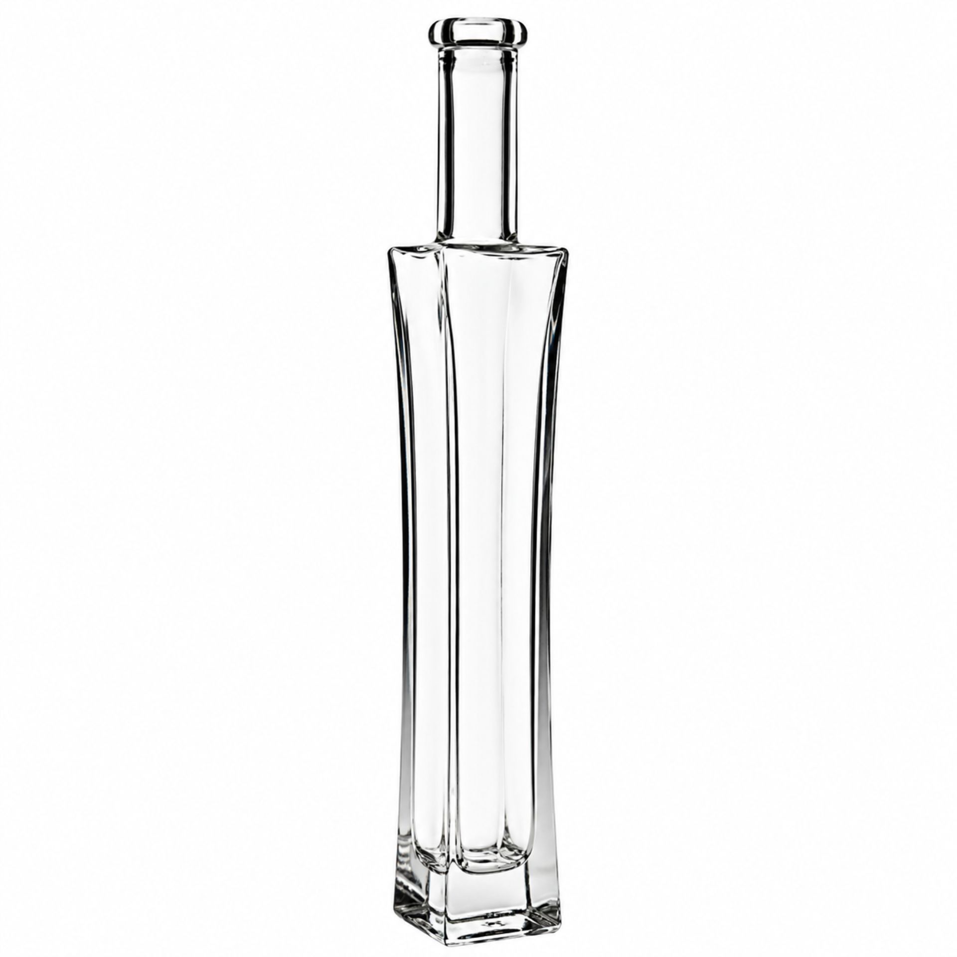 Glasflasche 200 ml Art Deco mit Korken auf weißem Hintergrund, elegantes Design, ideal für Getränke und Dekoration