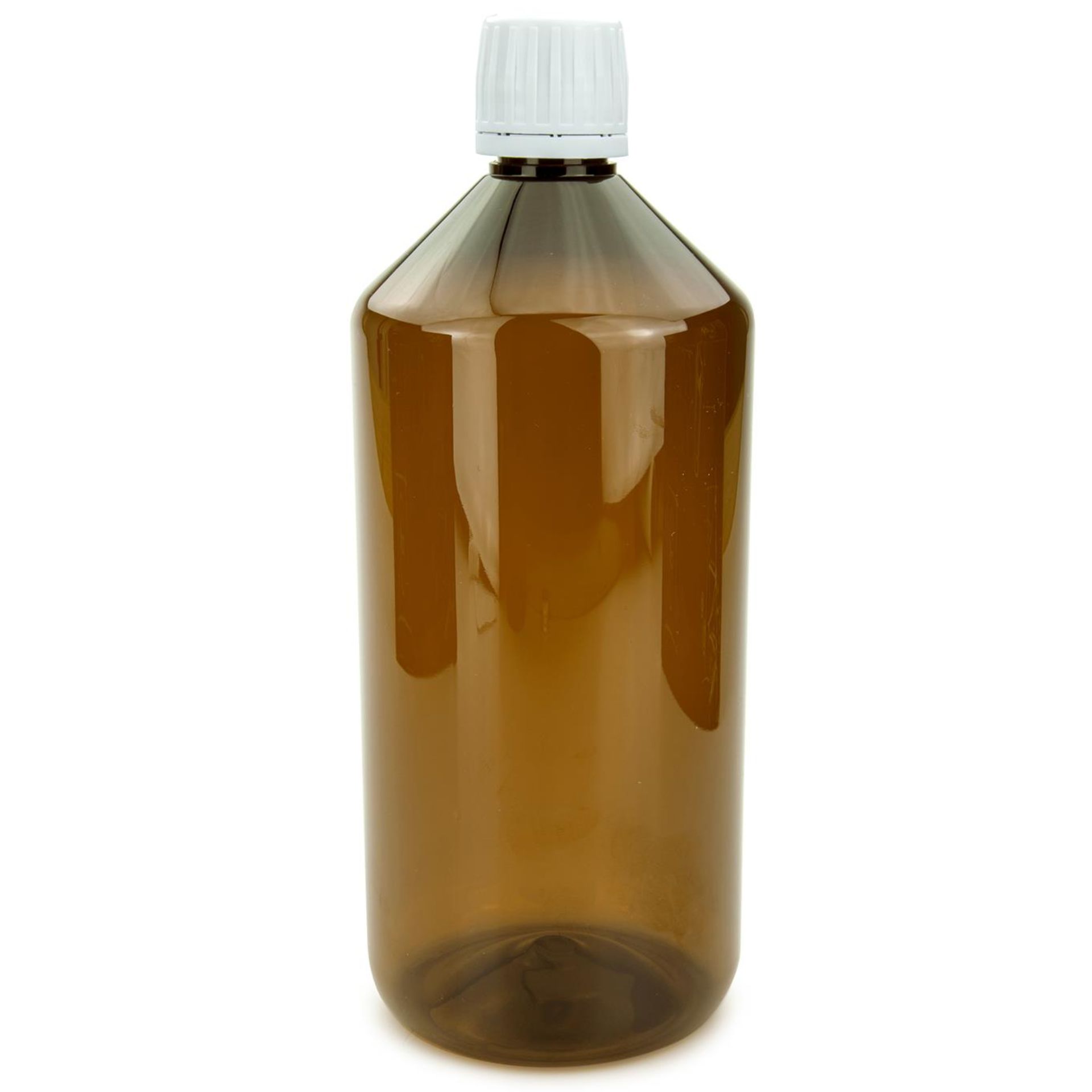 PET Flasche 1000 ml braun Laborflasche mit Ausgießer weiß
