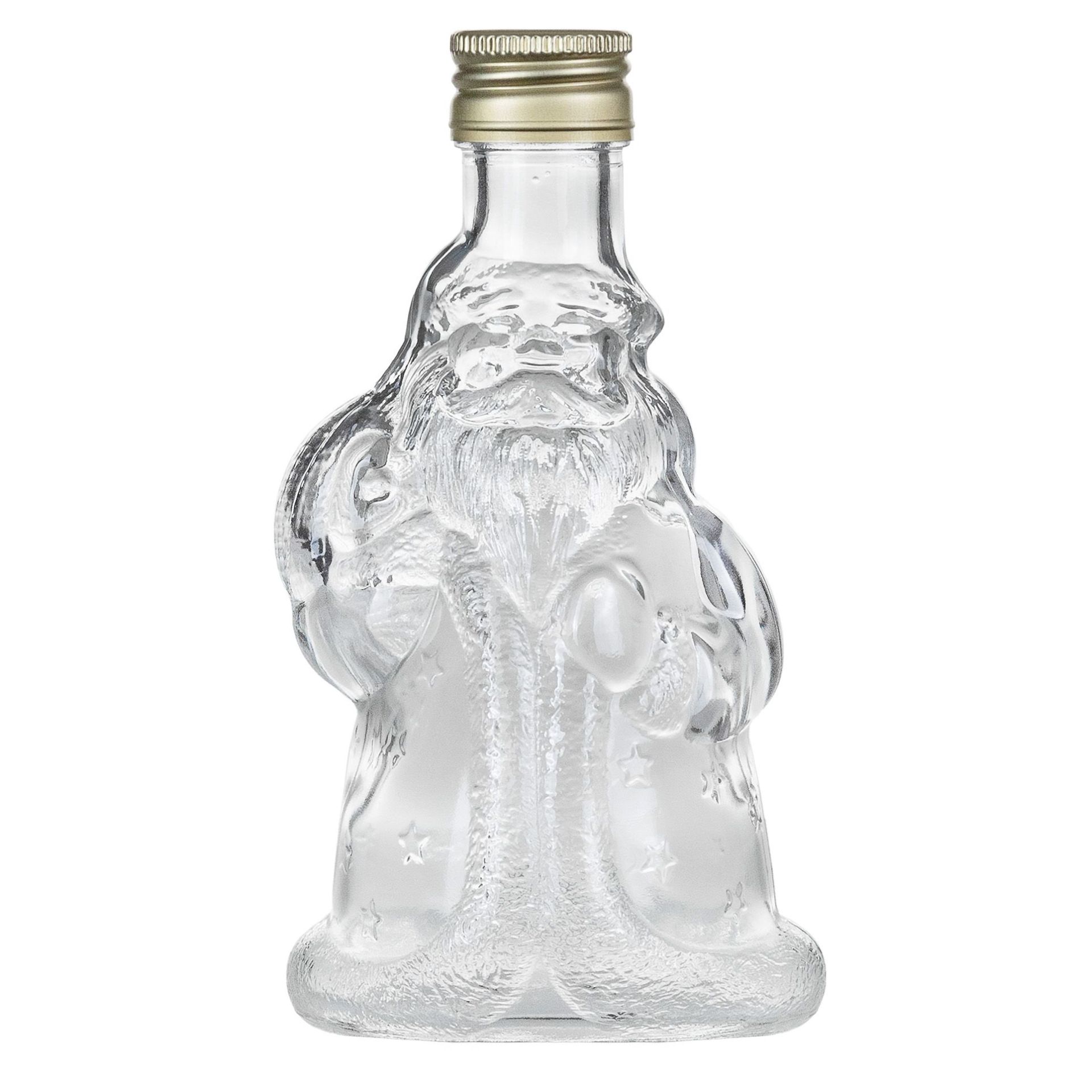 Dekorative Flasche in Weihnachtsmann Form 200 ml Schraubverswchluss gold