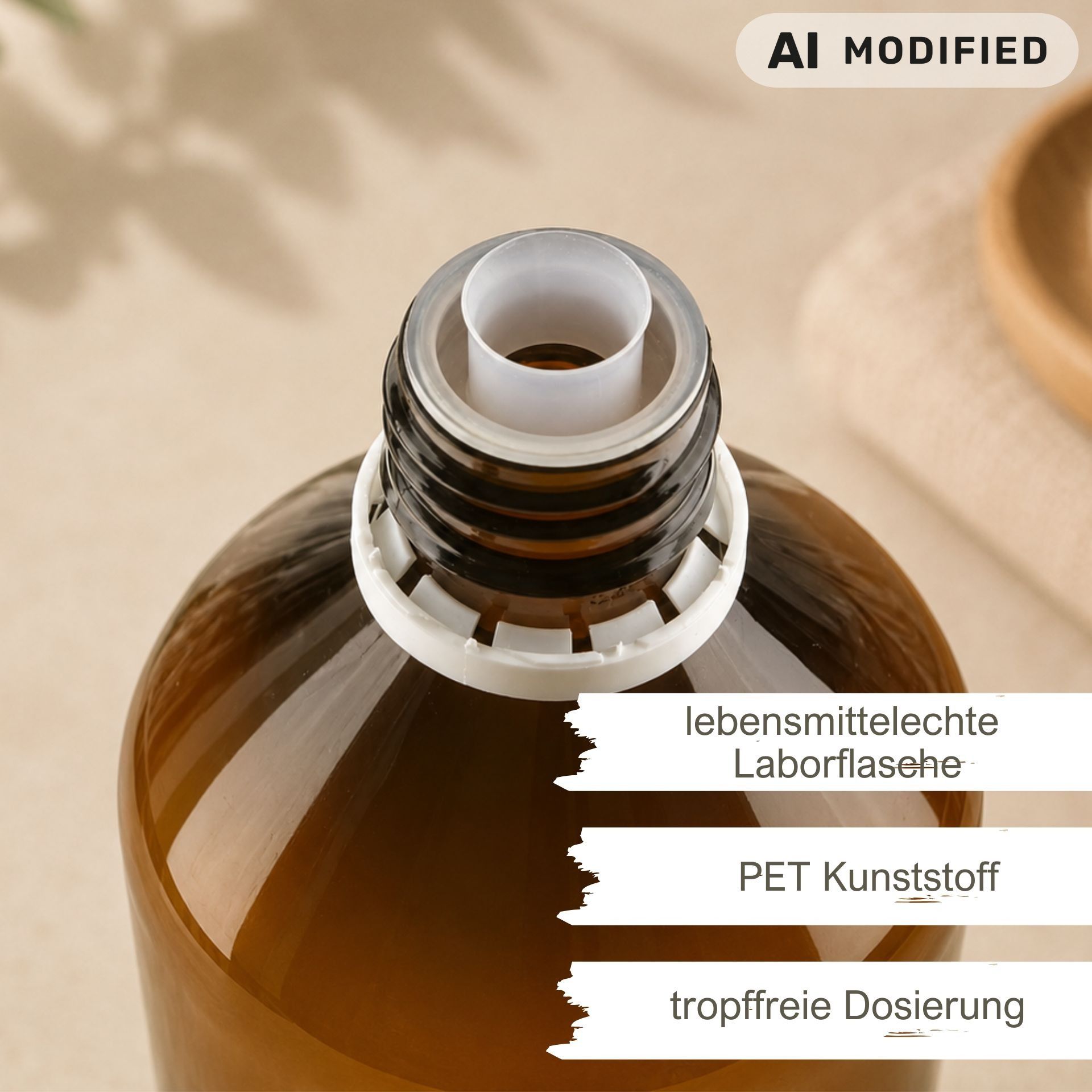 PET Flasche  100 ml  braun Laborflasche mit Ausgießer