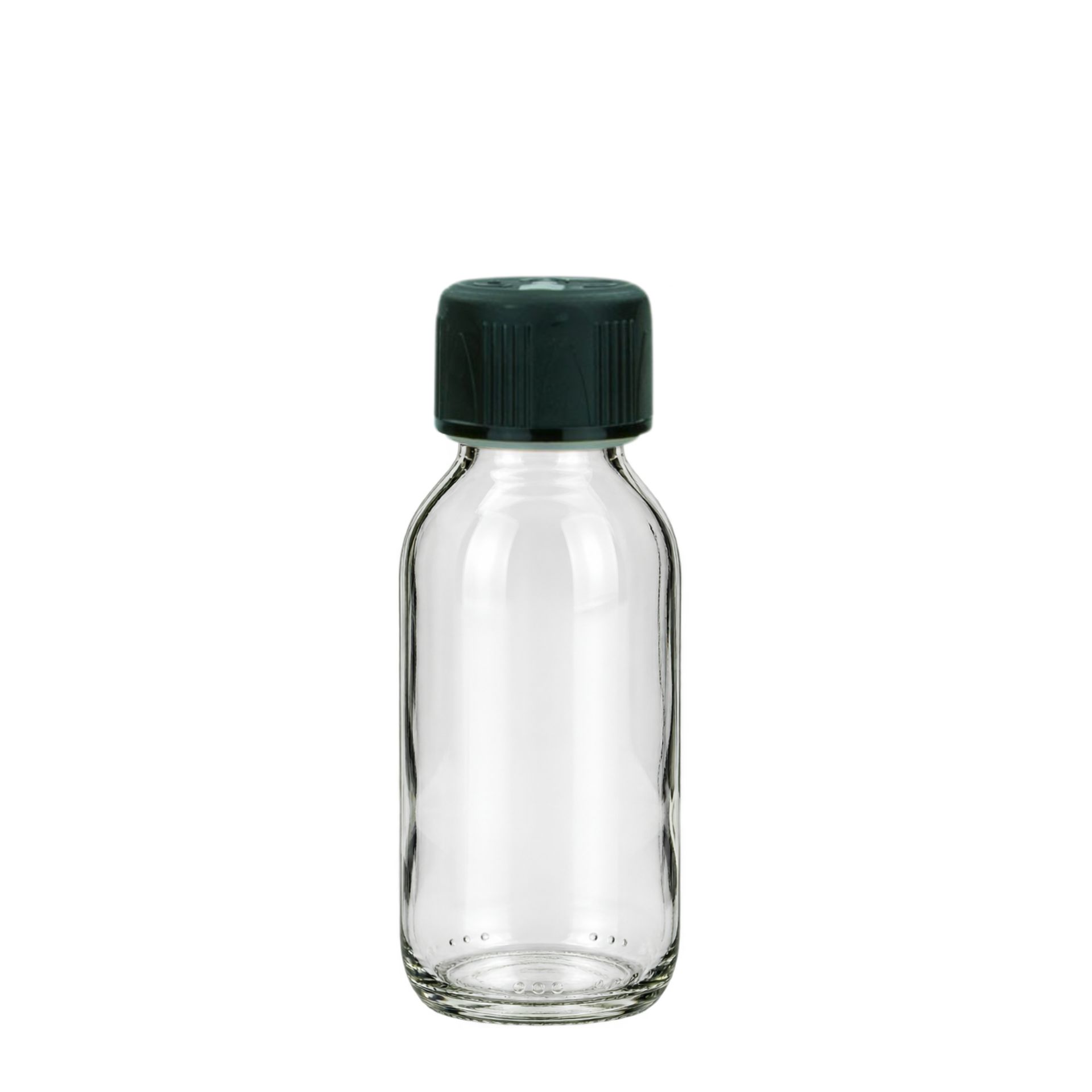 Glasflasche 100 ml Sirupflasche mit Schraubdeckel (Kindersicherung)