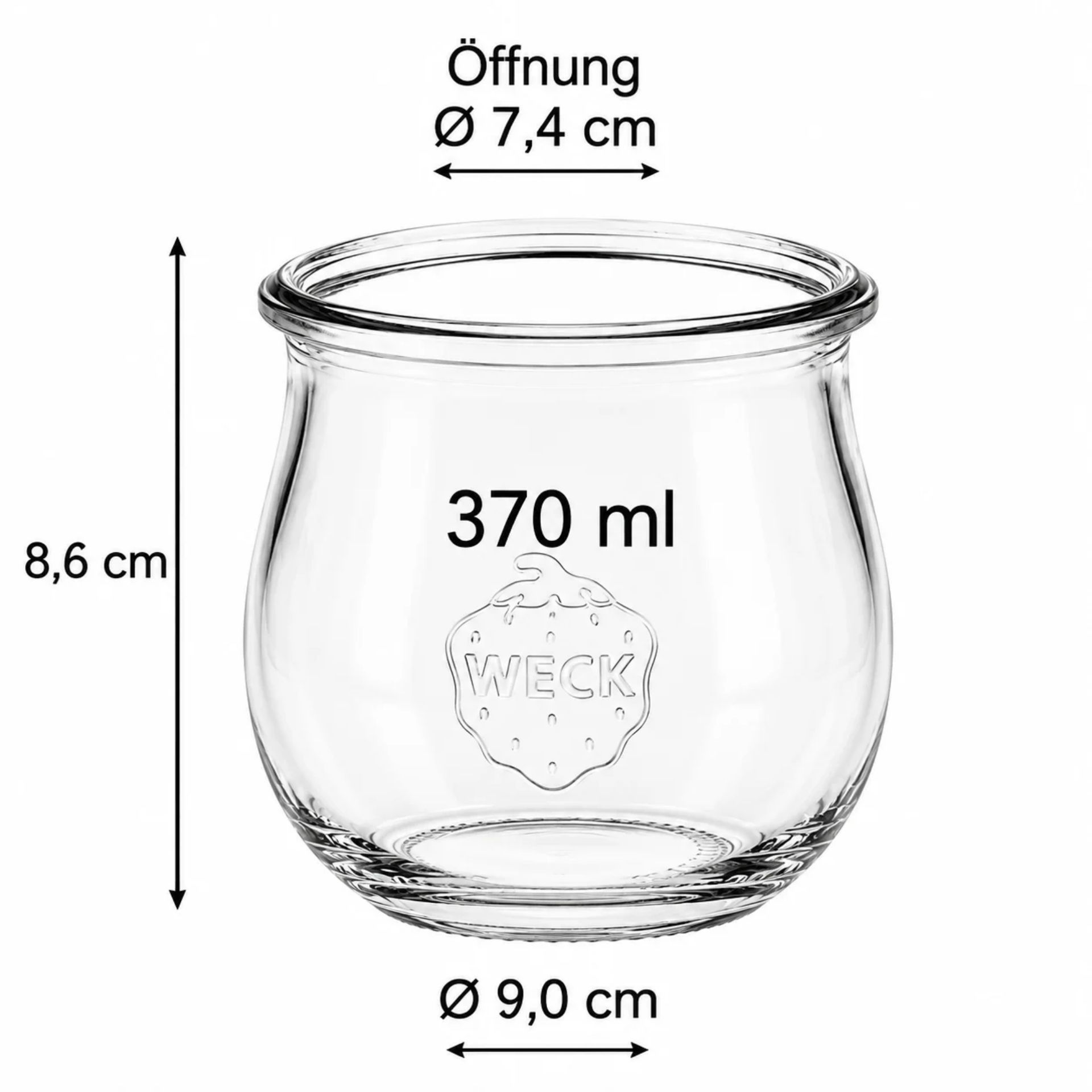 WECK Tulpenglas 370 ml Rundrandglas mit Deckel - Hochwertiges Aufbewahrungsglas für Konservierung und Fermentation, ideal für selbstgemachte Marmeladen, Saucen und Desserts.
