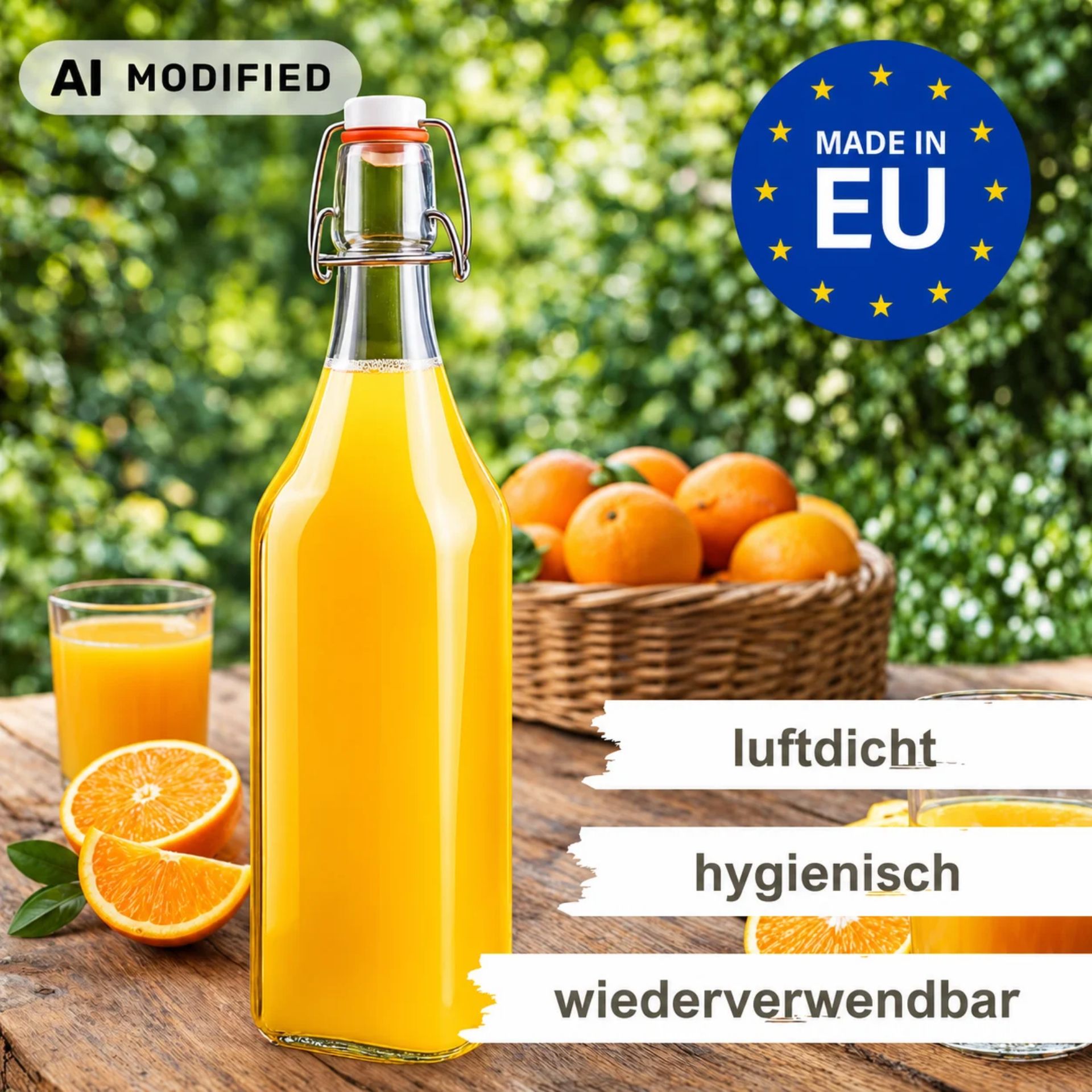 Bügelflaschen Set 6x1000 ml eckig