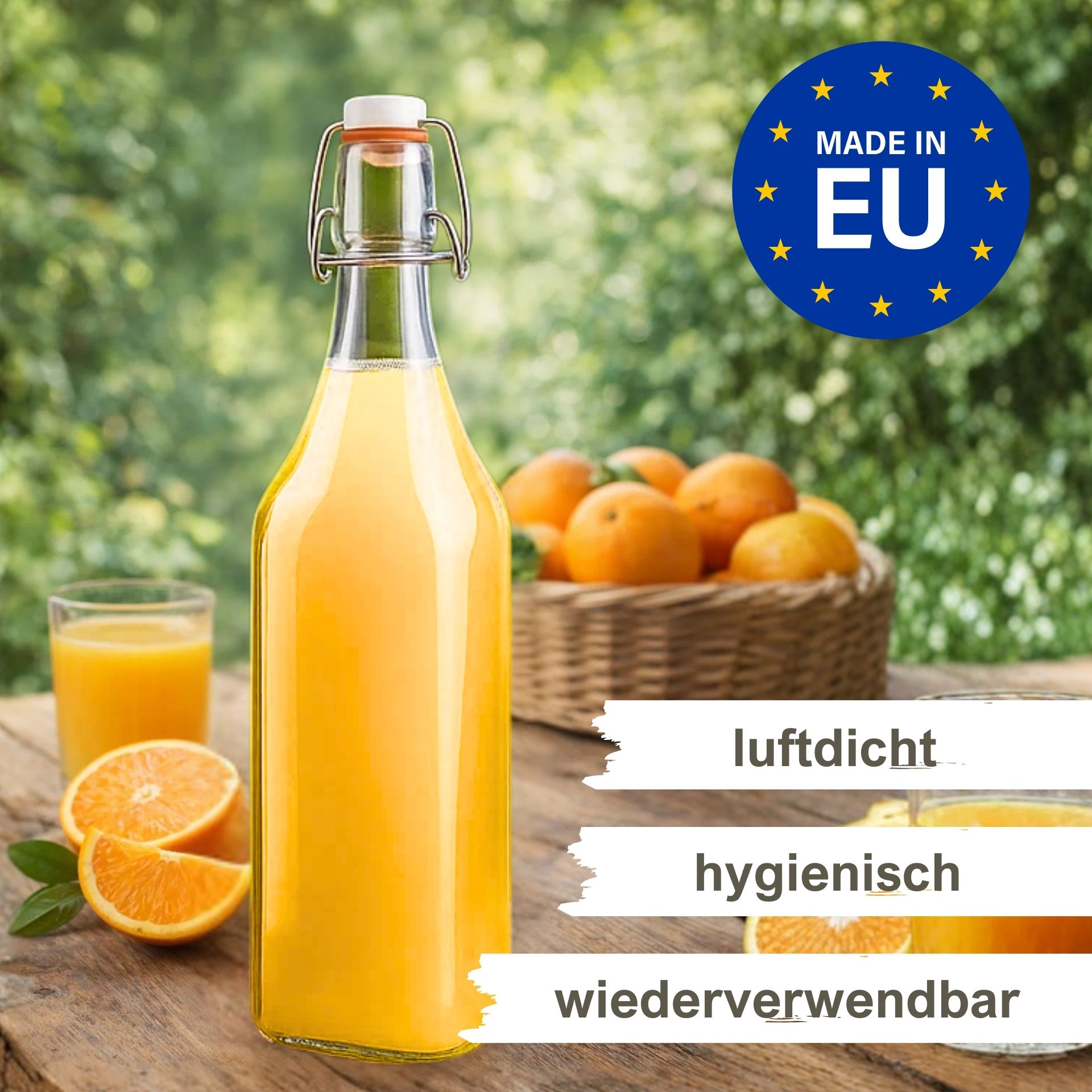 Bügelflaschen Set 6x1000 ml eckig