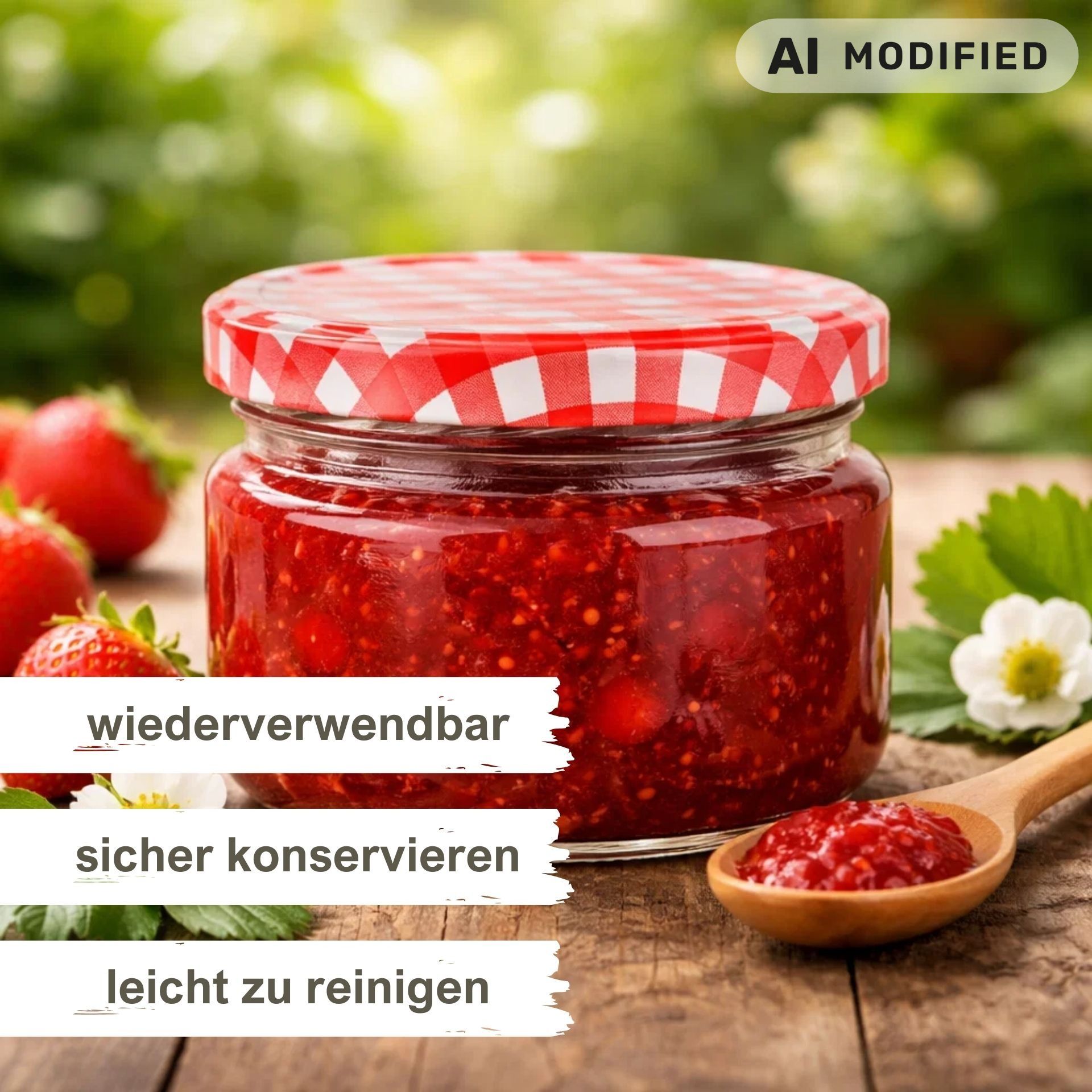 Einmachgläser 6x250 ml mit Schraubdeckel rot-weiss kariert