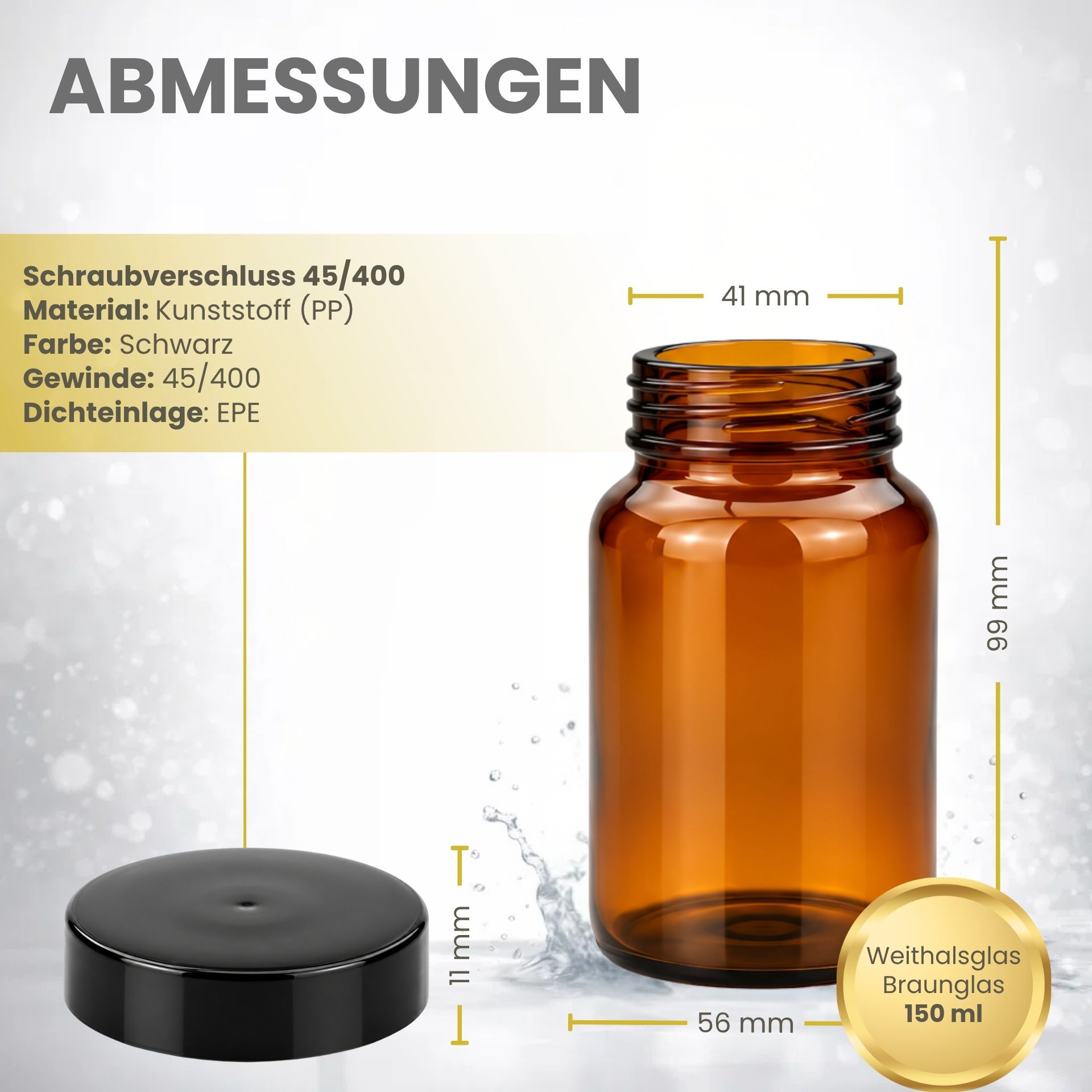Apothekerglas   150 ml Weithalsglas braun Tablettenglas