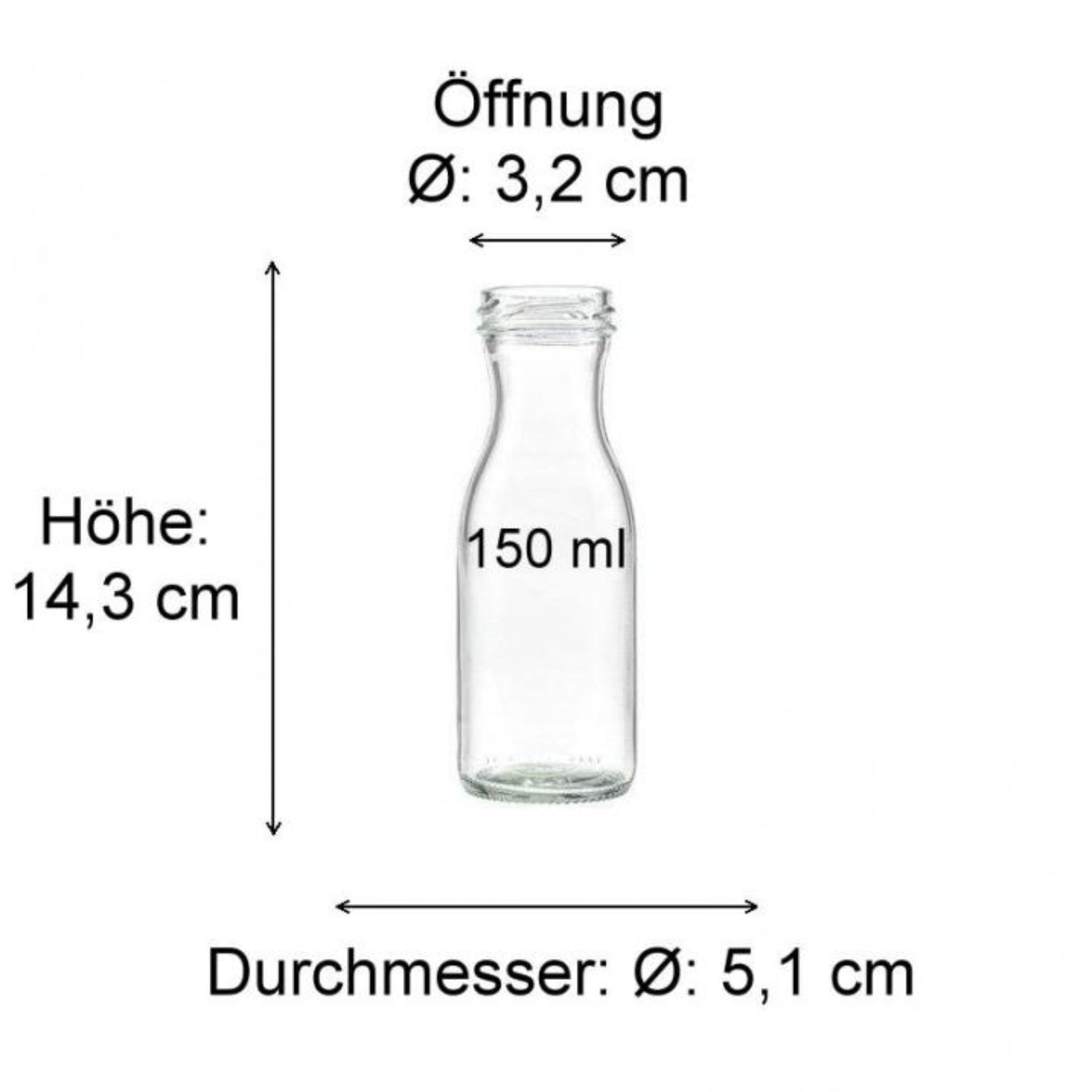 Maßzeichnung einer 207 ml Glasflasche zur technischen Darstellung von Abmessungen und Details für Hersteller und Verpackungsdesigner.