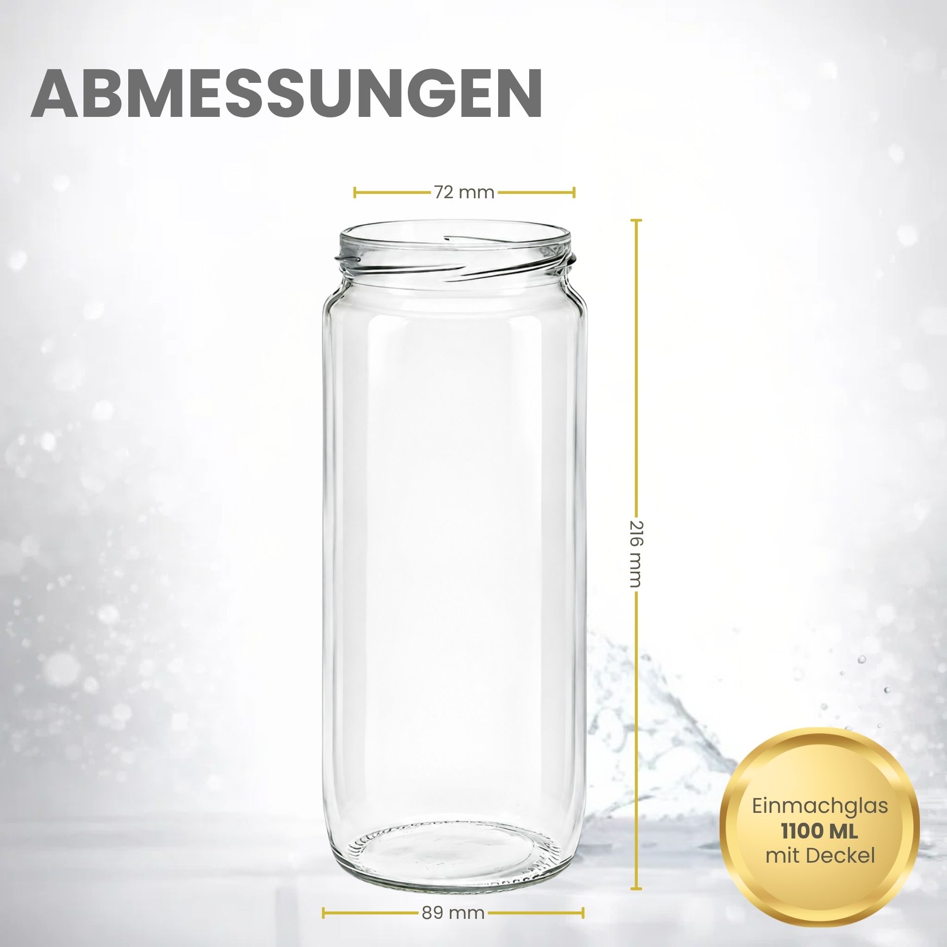 Einmachglas 1100 ml mit Deckel in verschiedenen Farben, geeignet als Vorratsglas für Küche und Haushalt, robustes Glasdesign für langfristige Lagerung.
