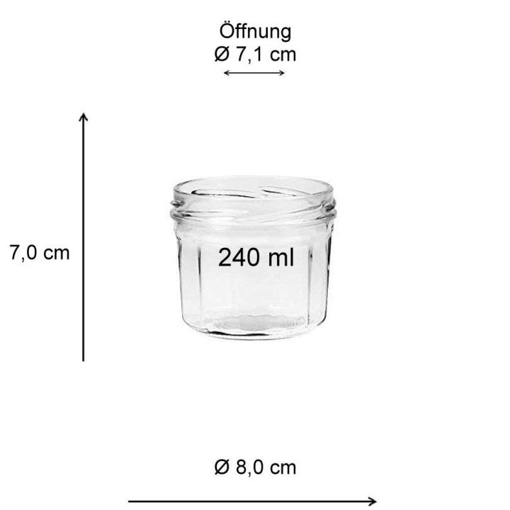 240 ml Einkochgläser Facettenglas mit Deckel 
