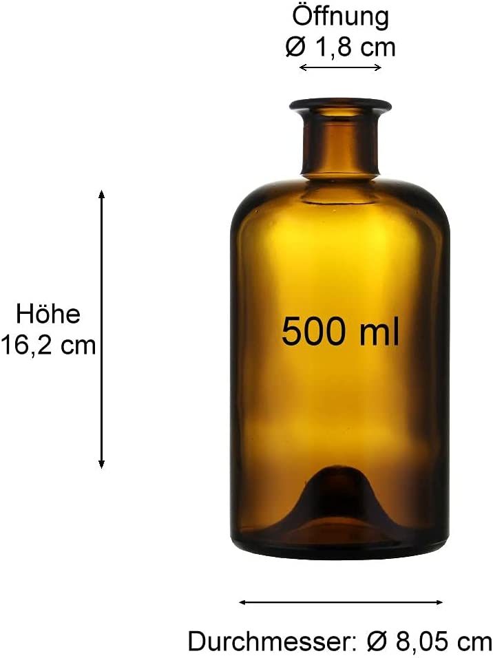 mikken Glasflasche 500 ml braun mit Ausgiesser für Essig und Öl leere Ölflaschen Brsunglas