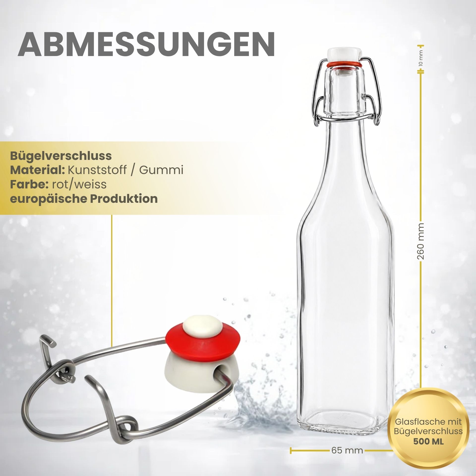 Bügelflaschen Set 6x500 ml eckig