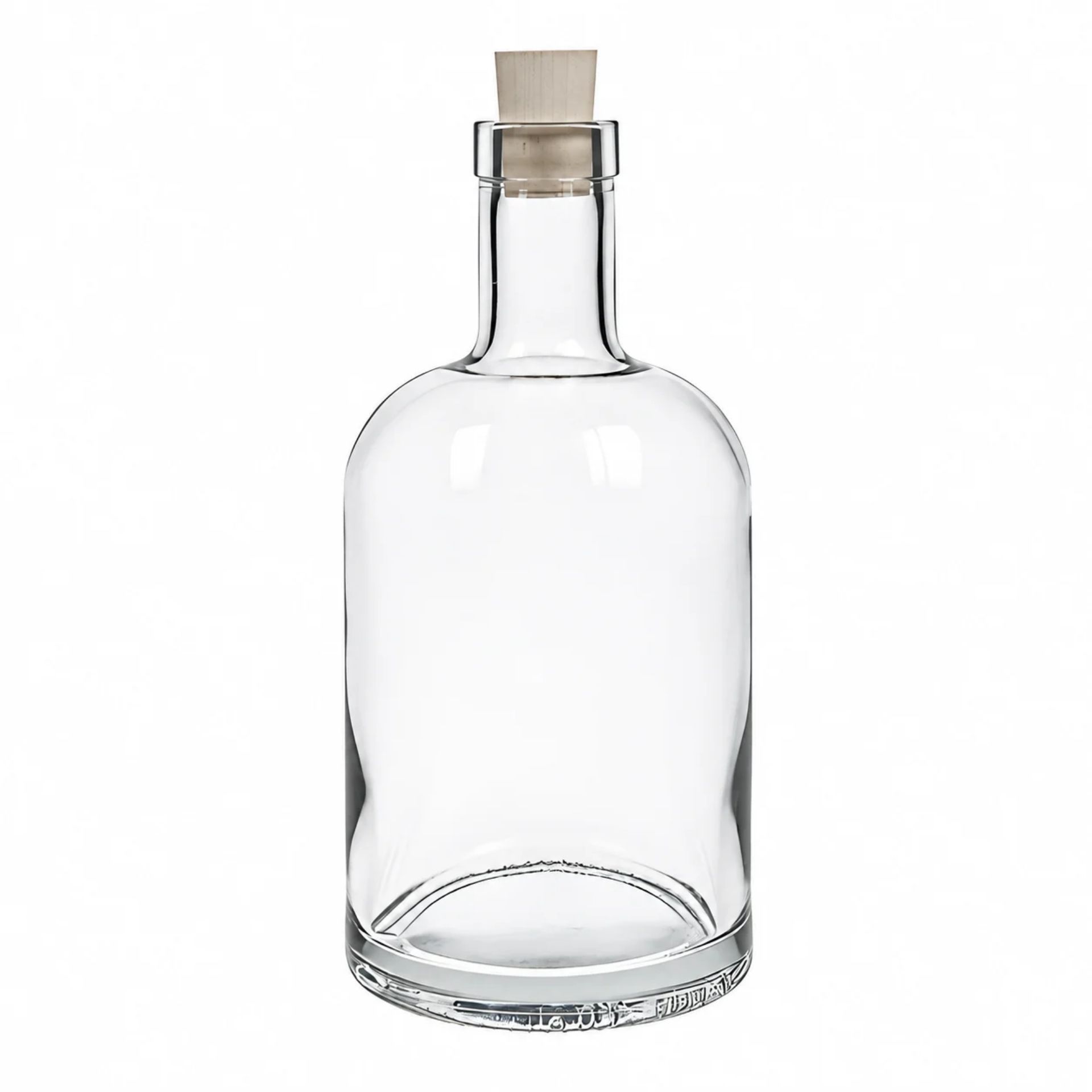 Glasflasche 700 ml mit Korken, klassisches Design, perfekt für Getränke oder Aufbewahrung von Flüssigkeiten.