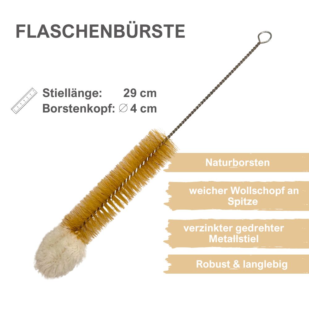 Flaschenbürste mit Naturborsten 29 cm / 4 cm Flaschenbürste mit Naturborsten 29 cm / 4 cm