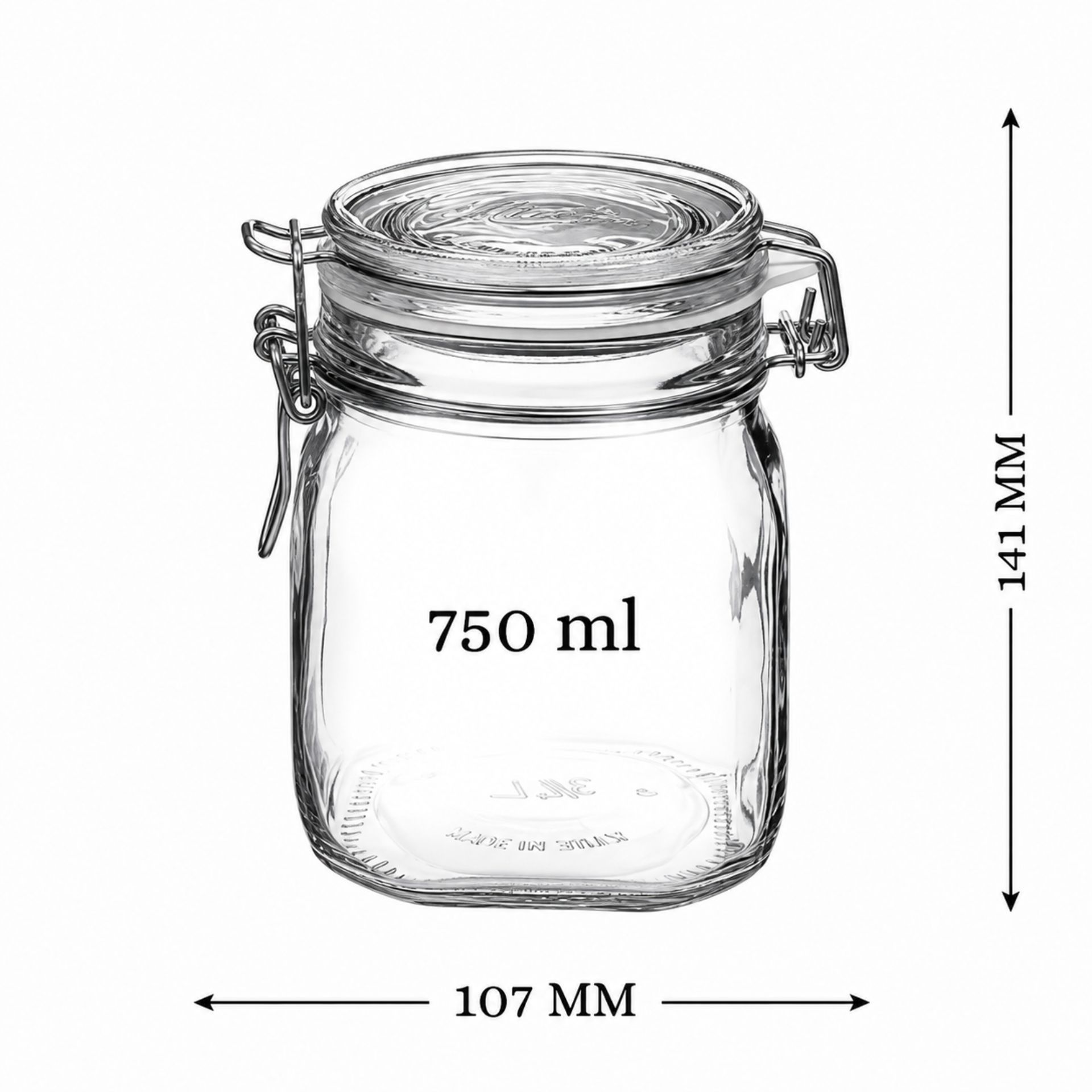 Bormioli Bügelverschlussglas  750 ml eckig