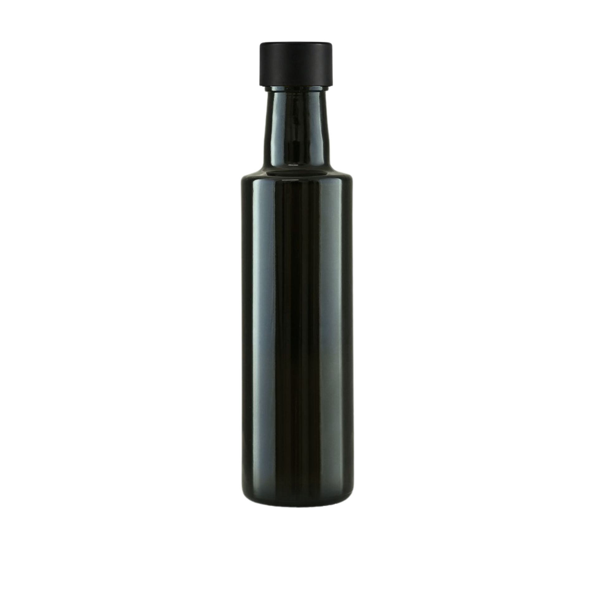 Glasflasche 250 ml rund Antik mit Deckel Schwarz Alu/Kunststoff