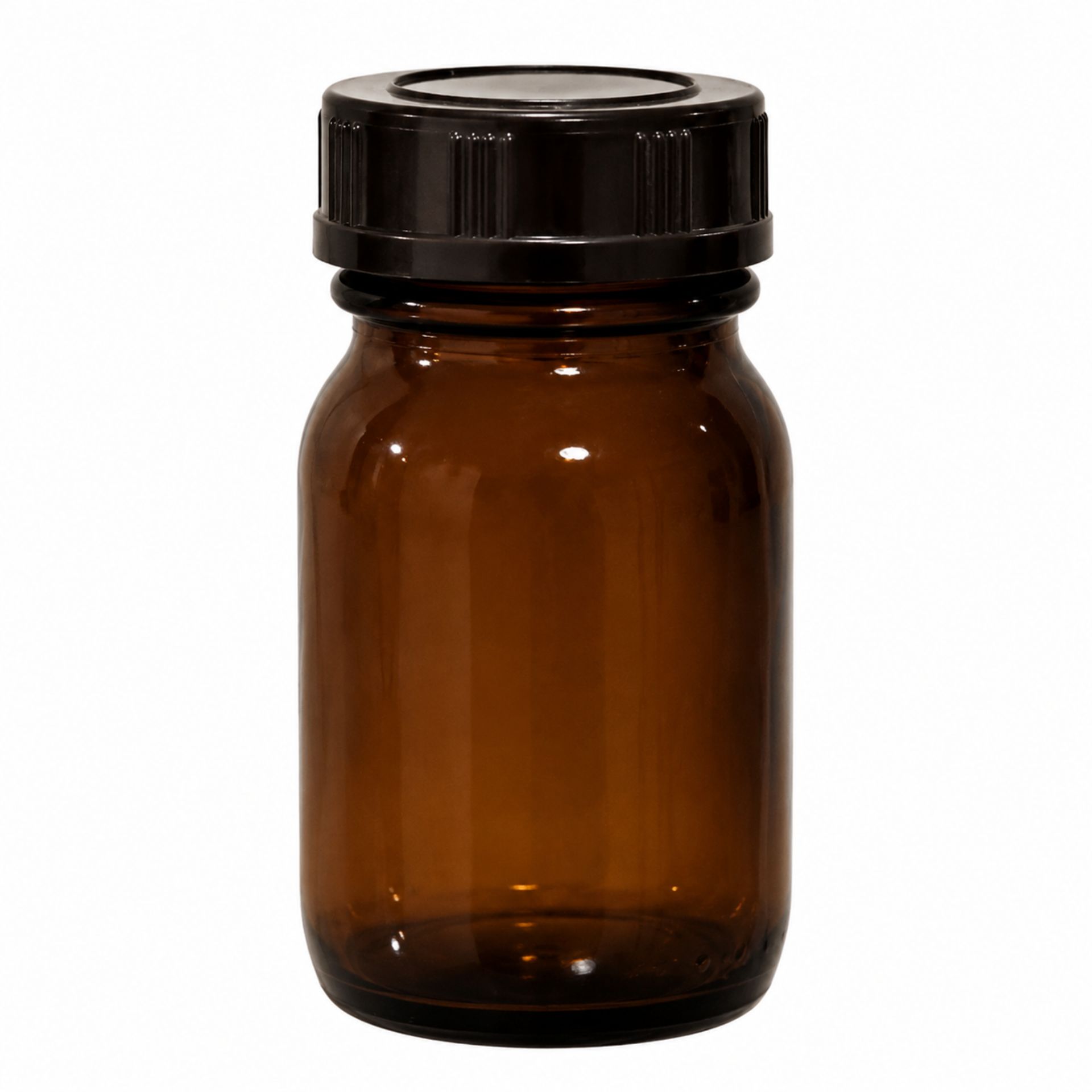 Braune Apothekerflasche 75 ml Weithals mit Schraubdeckel - Vi1325Kh75. Hochwertiges Glasgefäß zur sicheren Aufbewahrung von Flüssigkeiten. Ideal für Labor, Apotheke und Privatgebrauch.