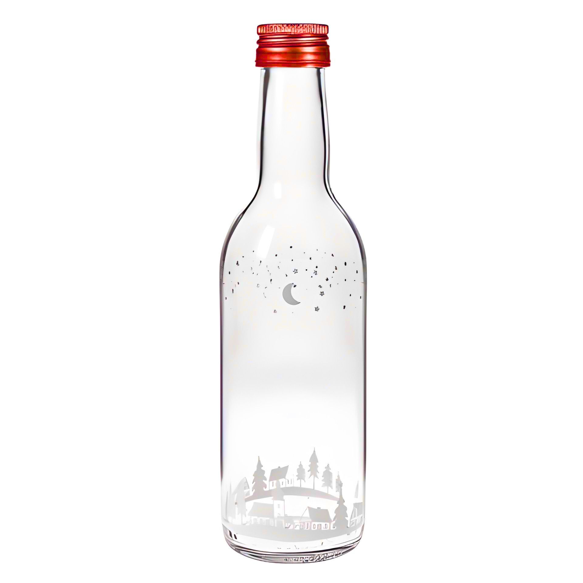 Likörflasche 250 ml mit einer Winterlandschaft mit Deckel