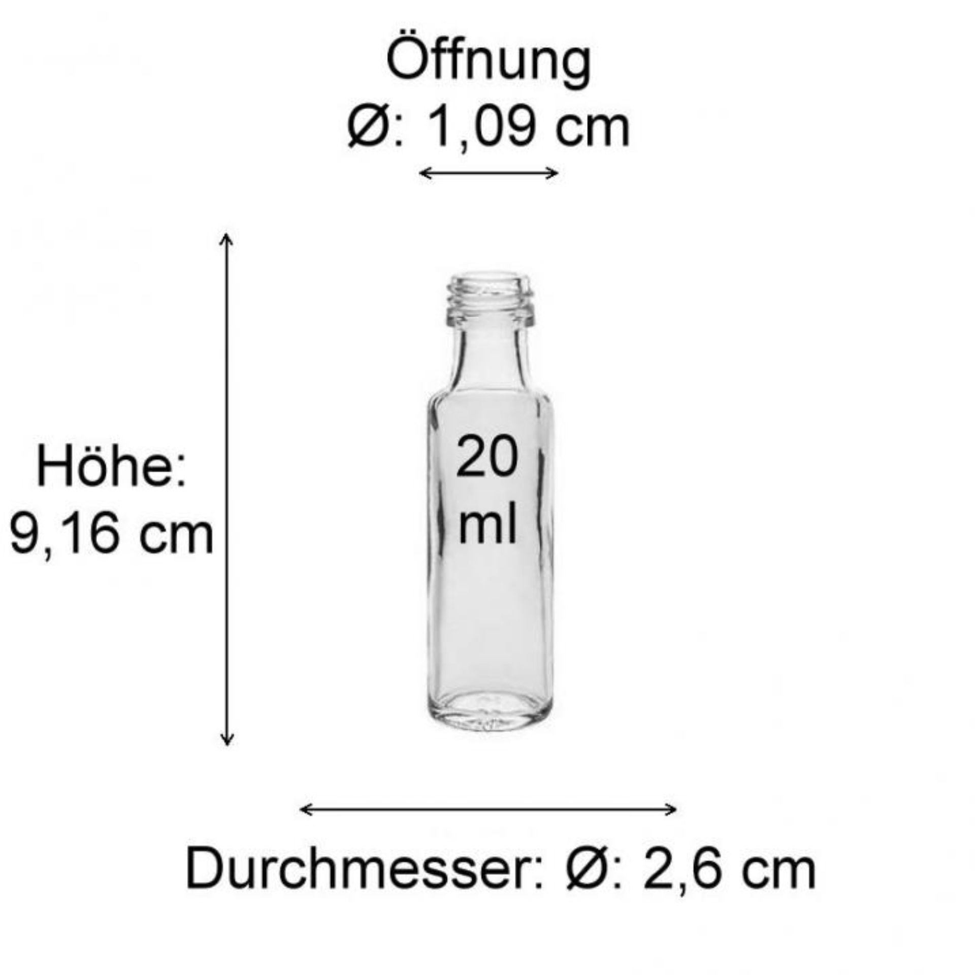 Kleiner Krug aus Glas mit einem Fassungsvermögen von 20 ml, ideal zur stilvollen Präsentation oder Aufbewahrung von Flüssigkeiten.