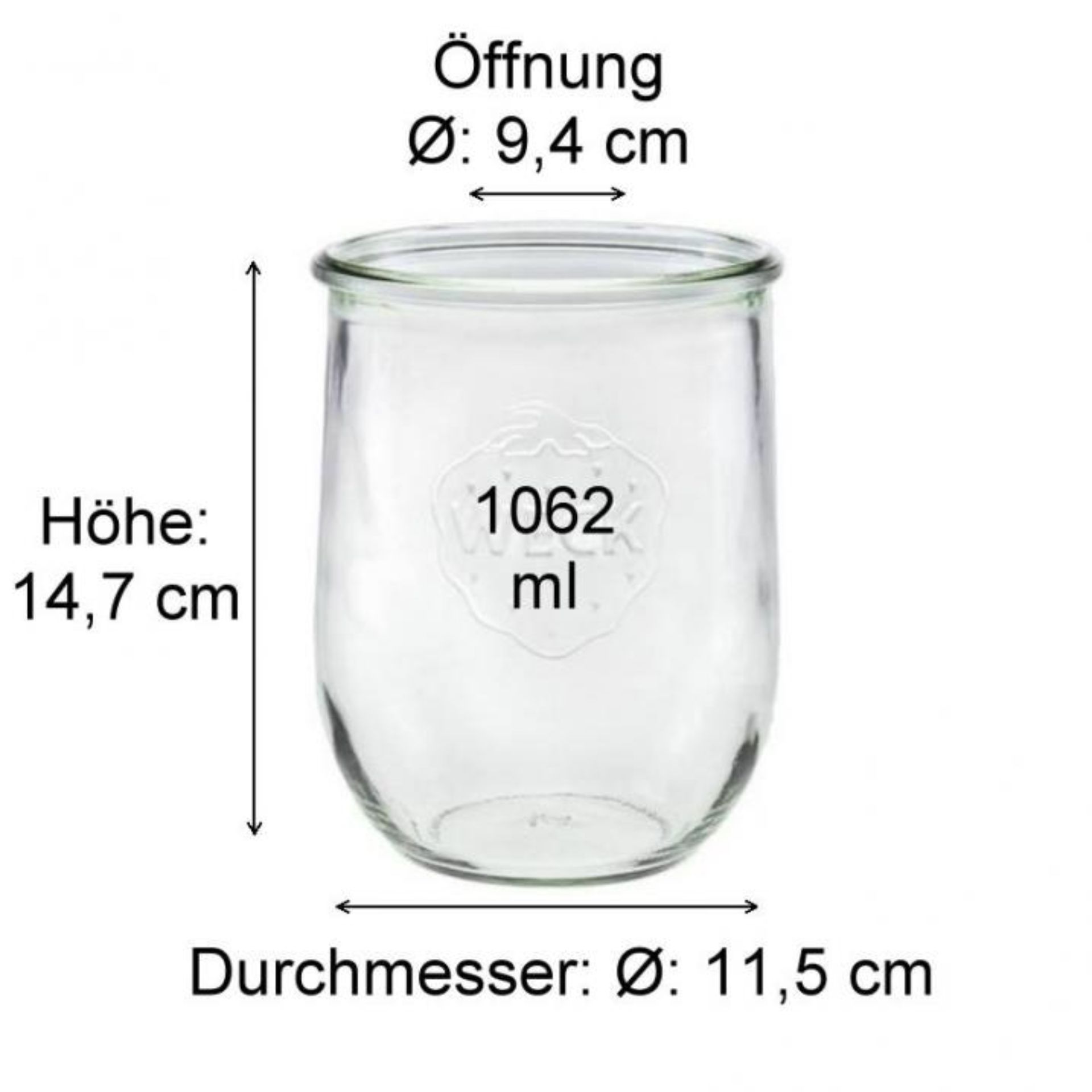 Weck 1062 ml Glas mit Deckel - Hochwertiges Einmachglas für konservierte Lebensmittel, Einmachkreationen und stilvolle Aufbewahrung. Ideal für nachhaltige Küchenorganisation.