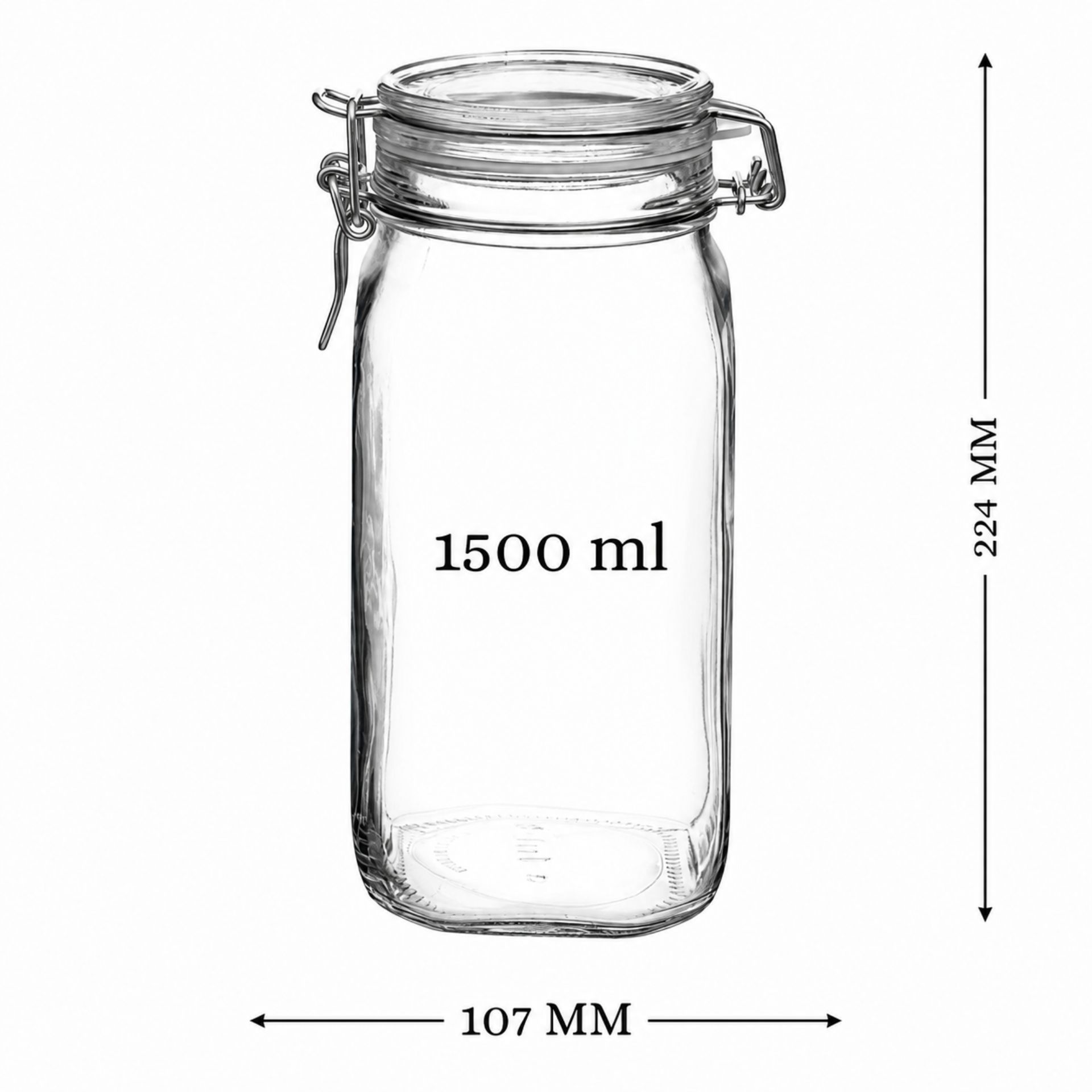 Bormioli Bügelverschlussglas 1500 ml eckig