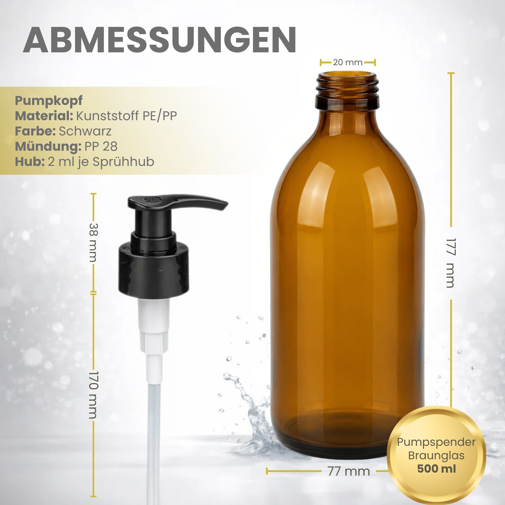 Seifenspender  500 ml Glas Lotionspender